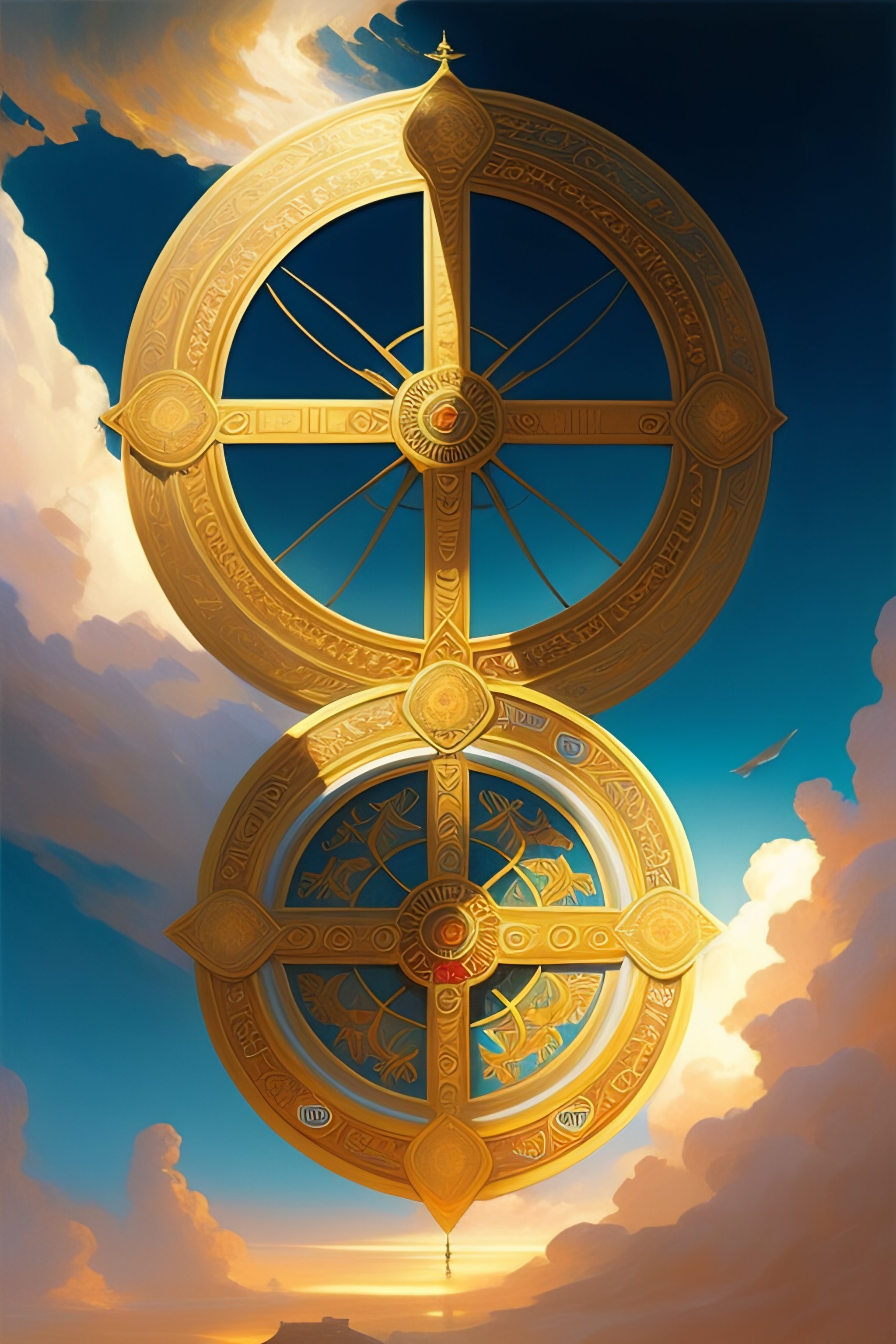 Lexica - The wheel of fortune with Hebrew letter engravings floating in ...