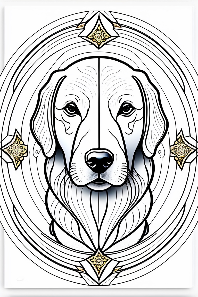 Lexica Coloring page for adults, bold lines, dark lines, mandala body