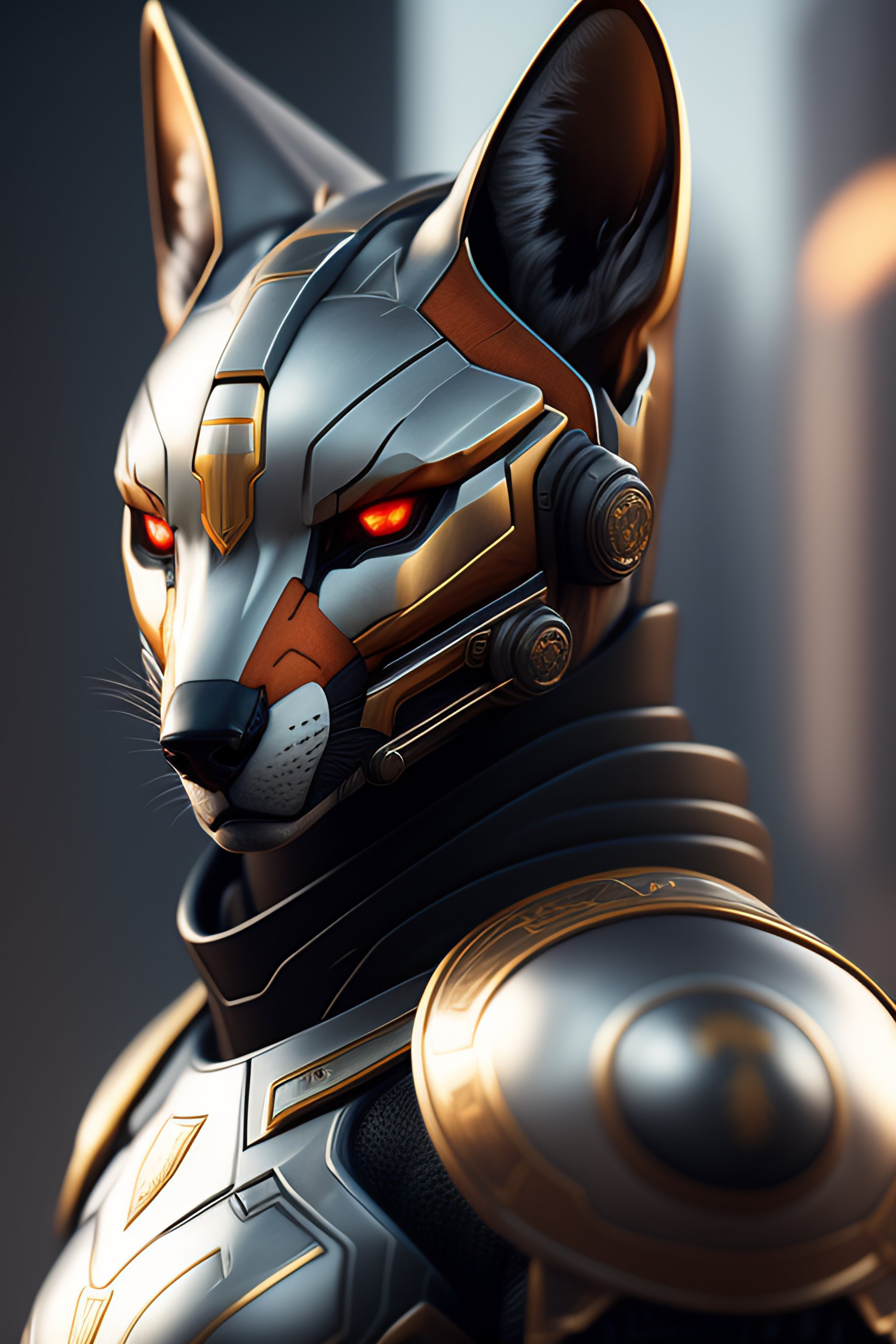 Lexica - 280 / 5 000 Portrait painting of a cybernetic gray fox with ...