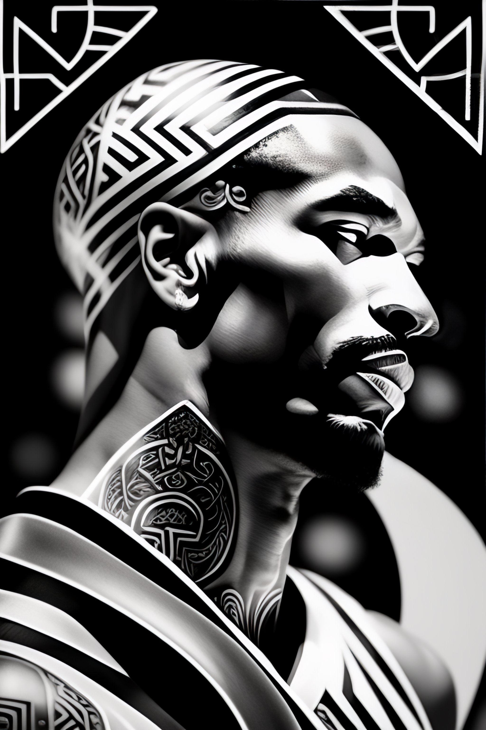 Lexica - Black and white picture to be used for tattoo in geometric ...