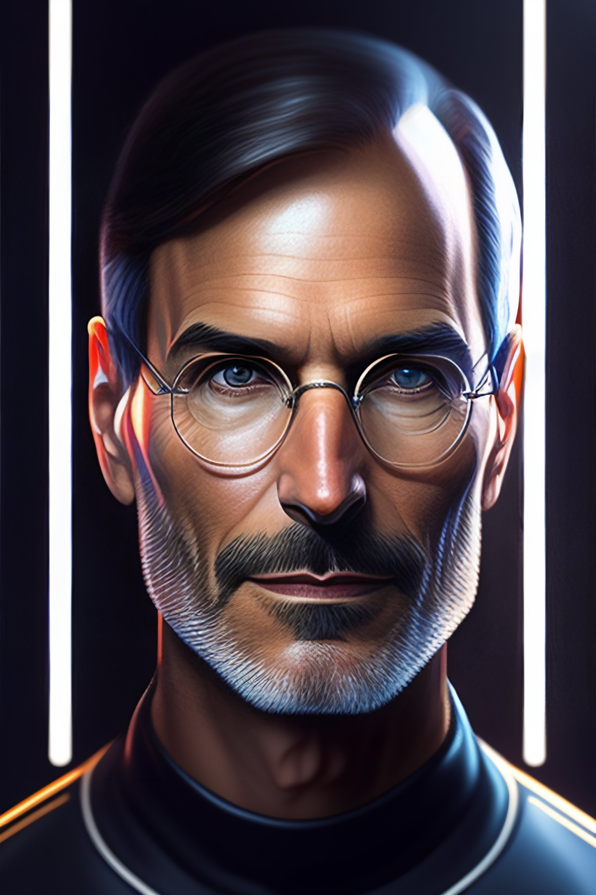 Lexica Steve jobs as realistic portrait, symmetrical, highly detailed