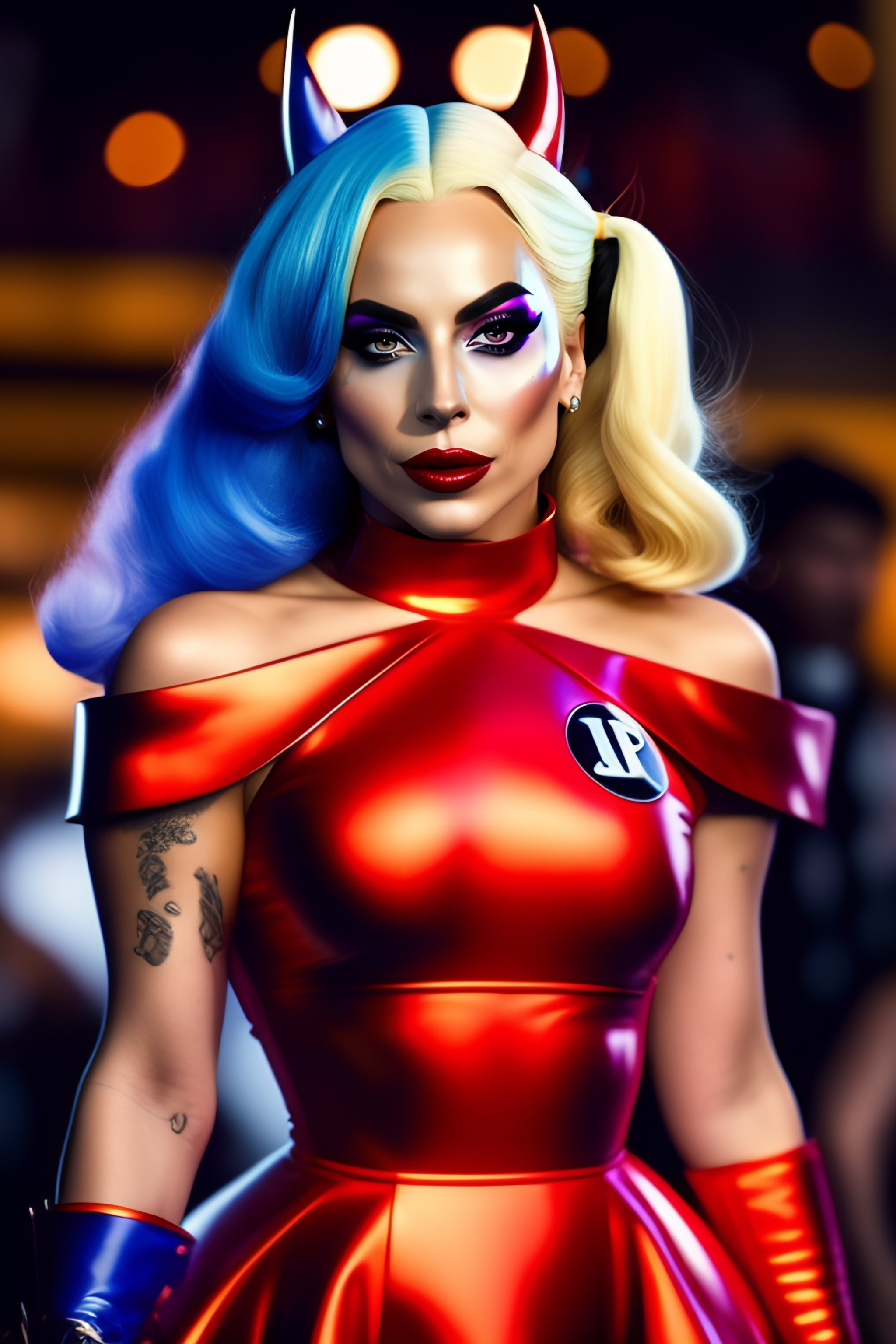 Lexica - Full body paparazzi of pic of Lady gaga as Harley quinn