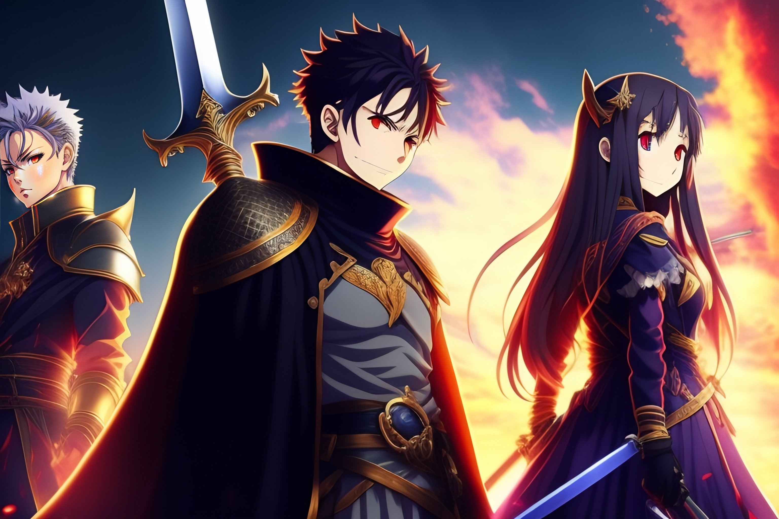 Lexica - Anime background, realistic, 1 male and 1 female demonic ...