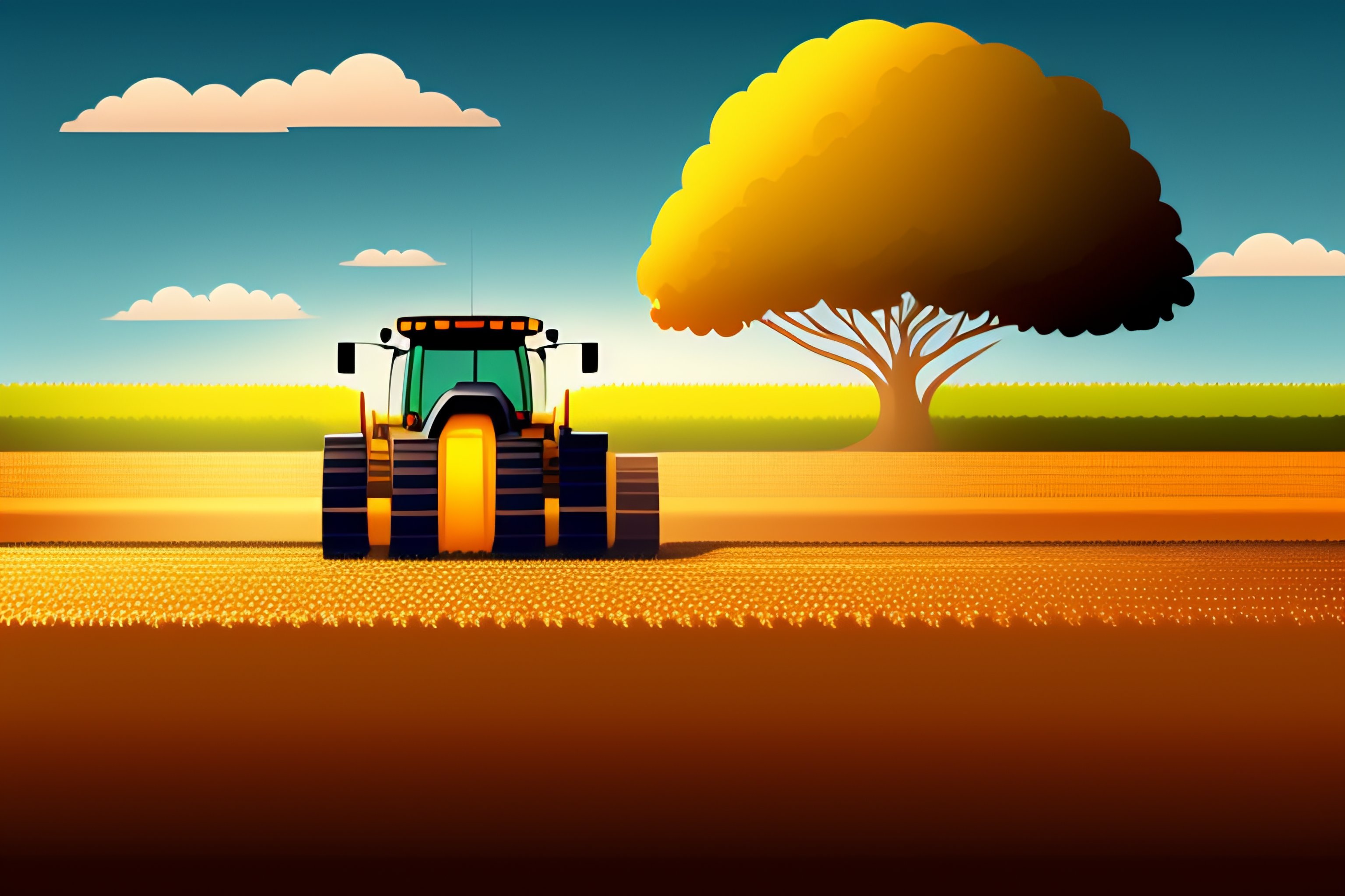 Lexica - Vector image of a farmer in the field plowing