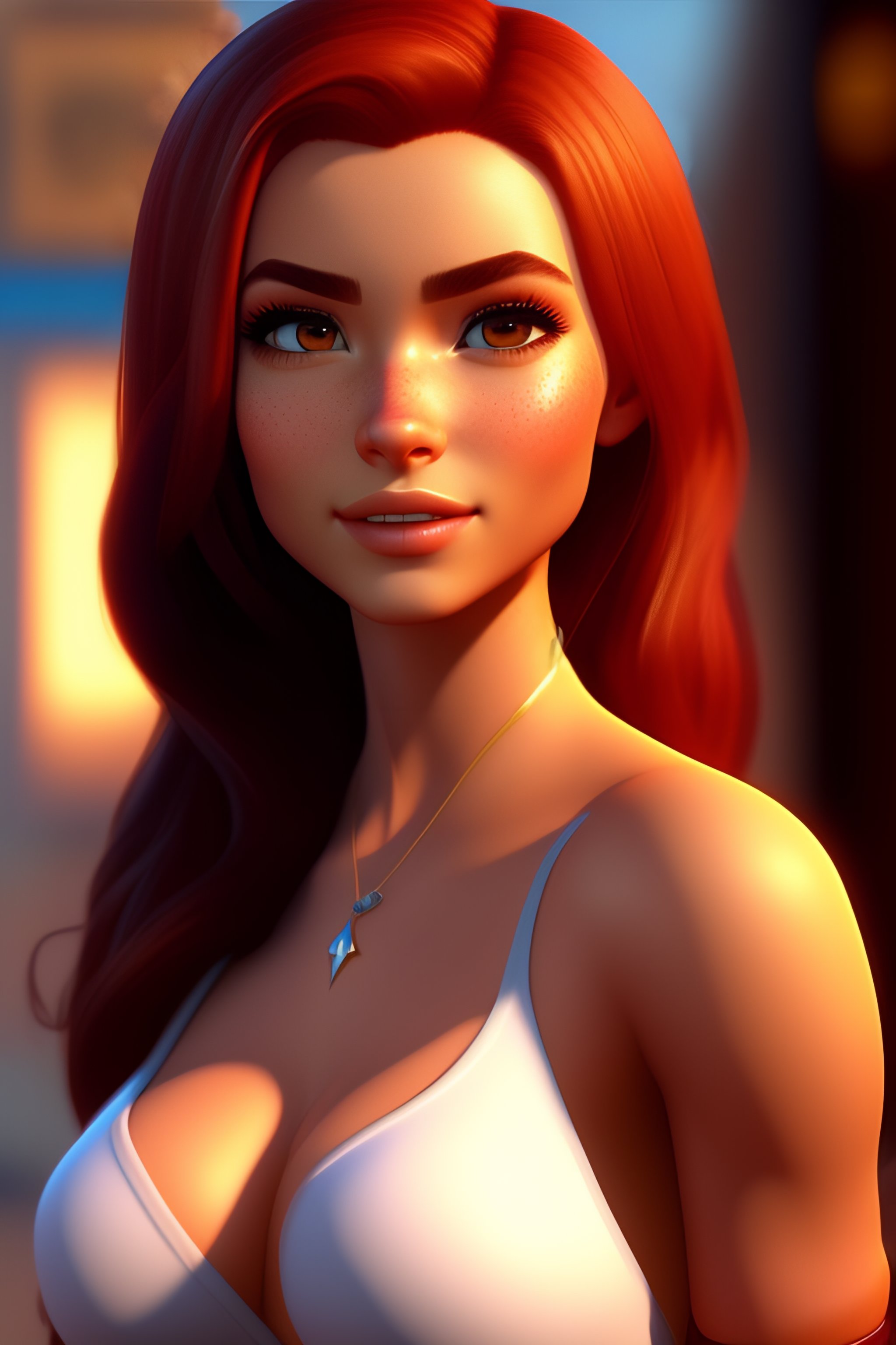 Lexica - Sexy girl, without bra, pixar style, 3d style, disney