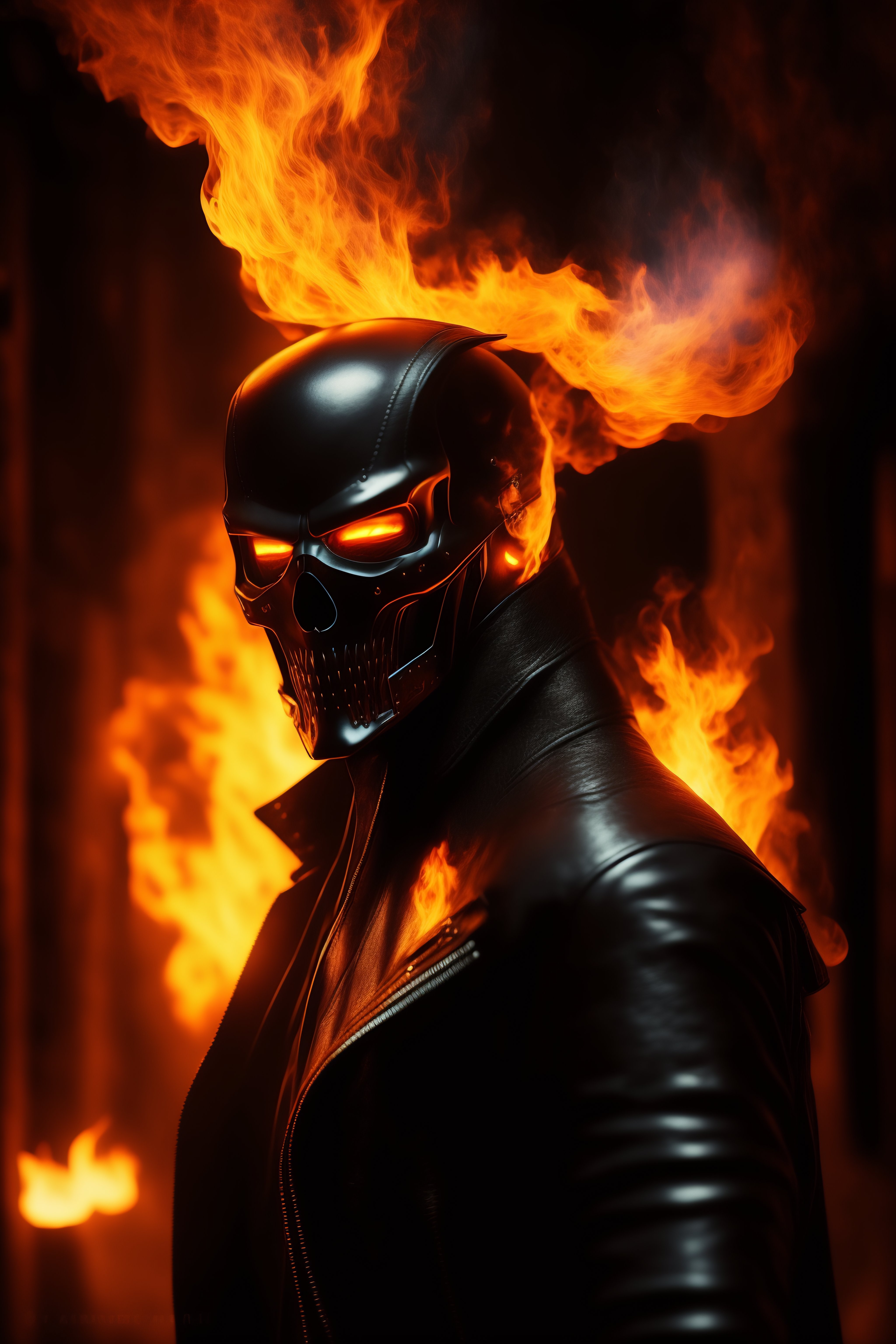 Lexica - Ghost Rider in a dark alley, cinematic lighting, digital art ...