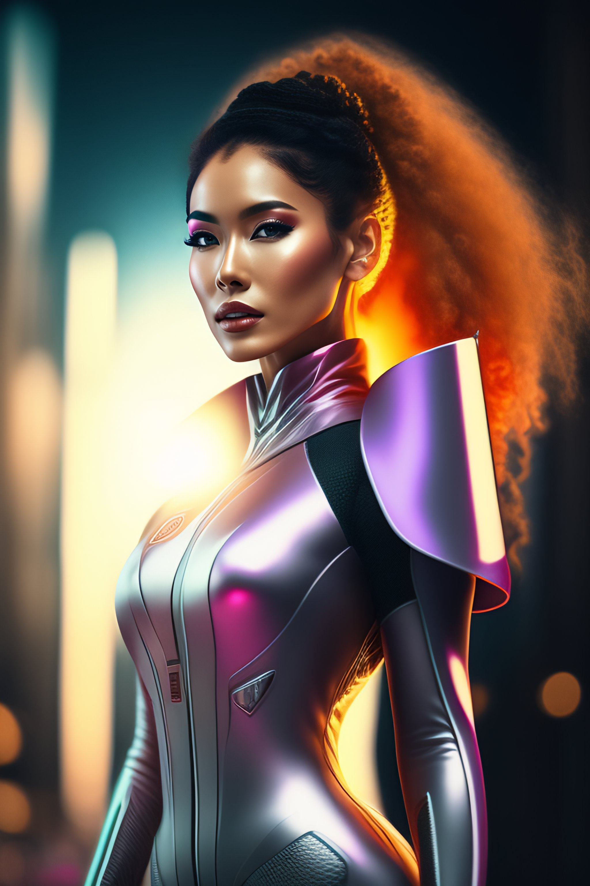 Lexica - A woman wearing a futuristic outfit