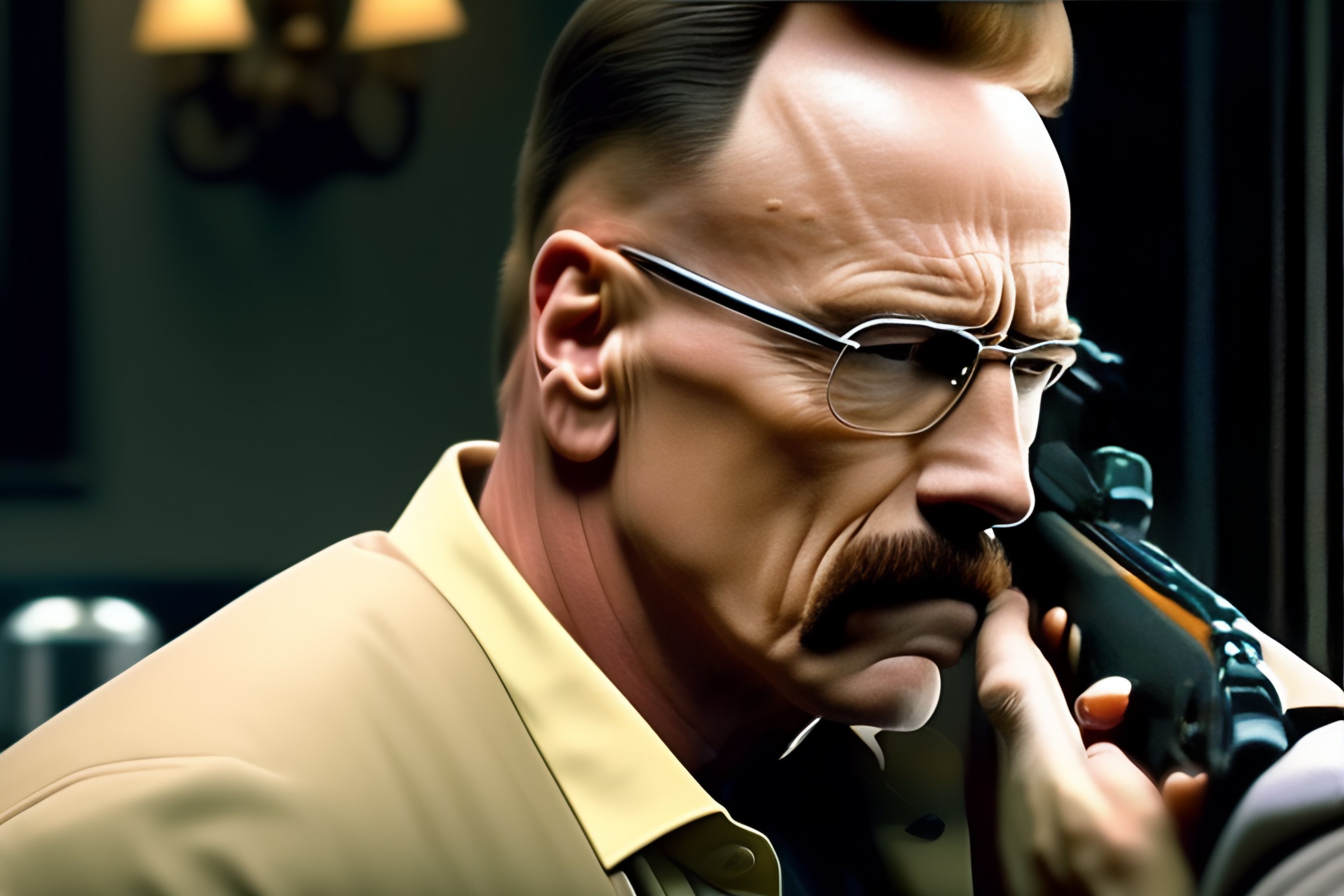 Lexica Walter white angry at jesse pointing a gun at his face and crying