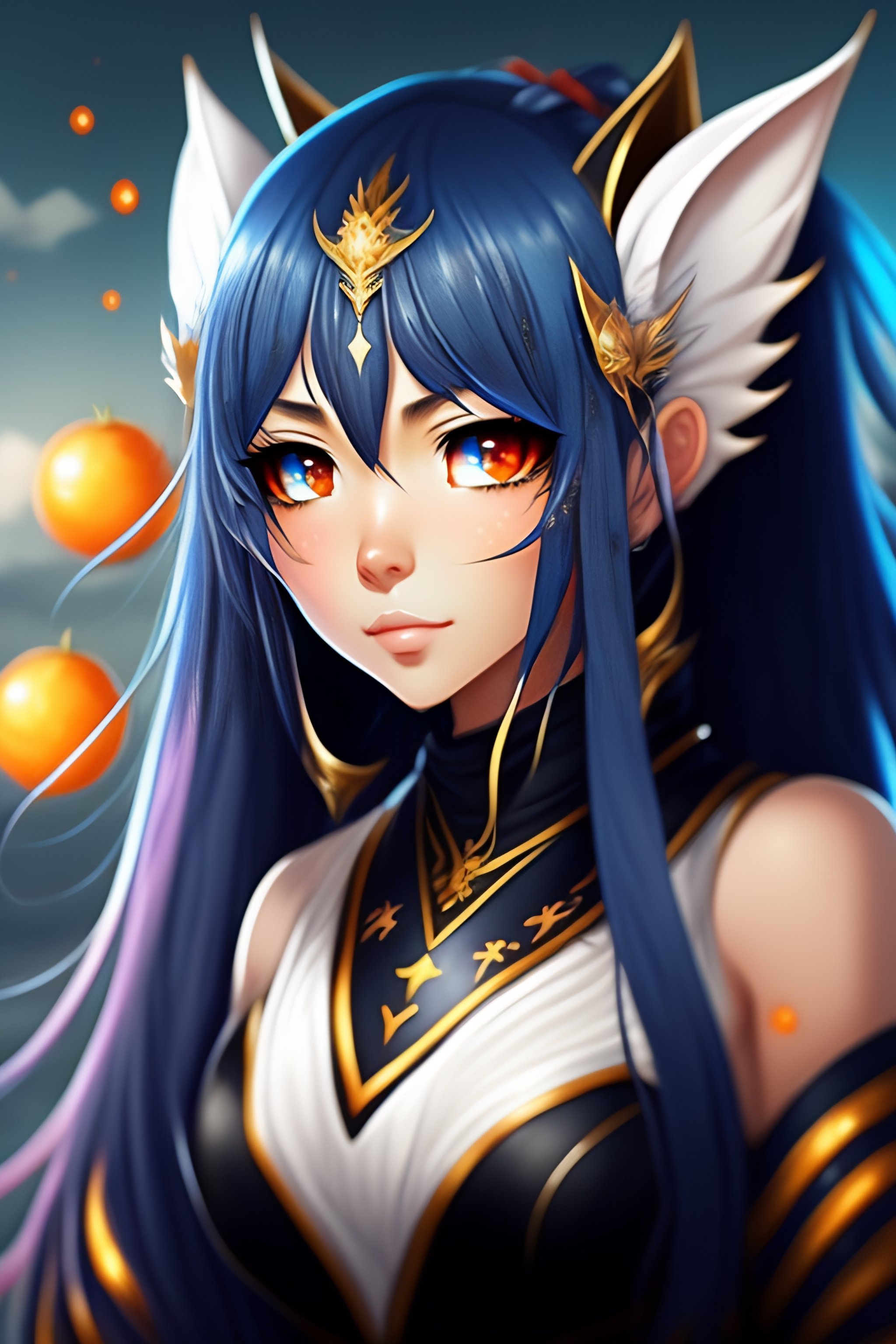 Lexica - Anime, Dragon Girl, dark Skin, dark Blue Hair, dark Blue ...