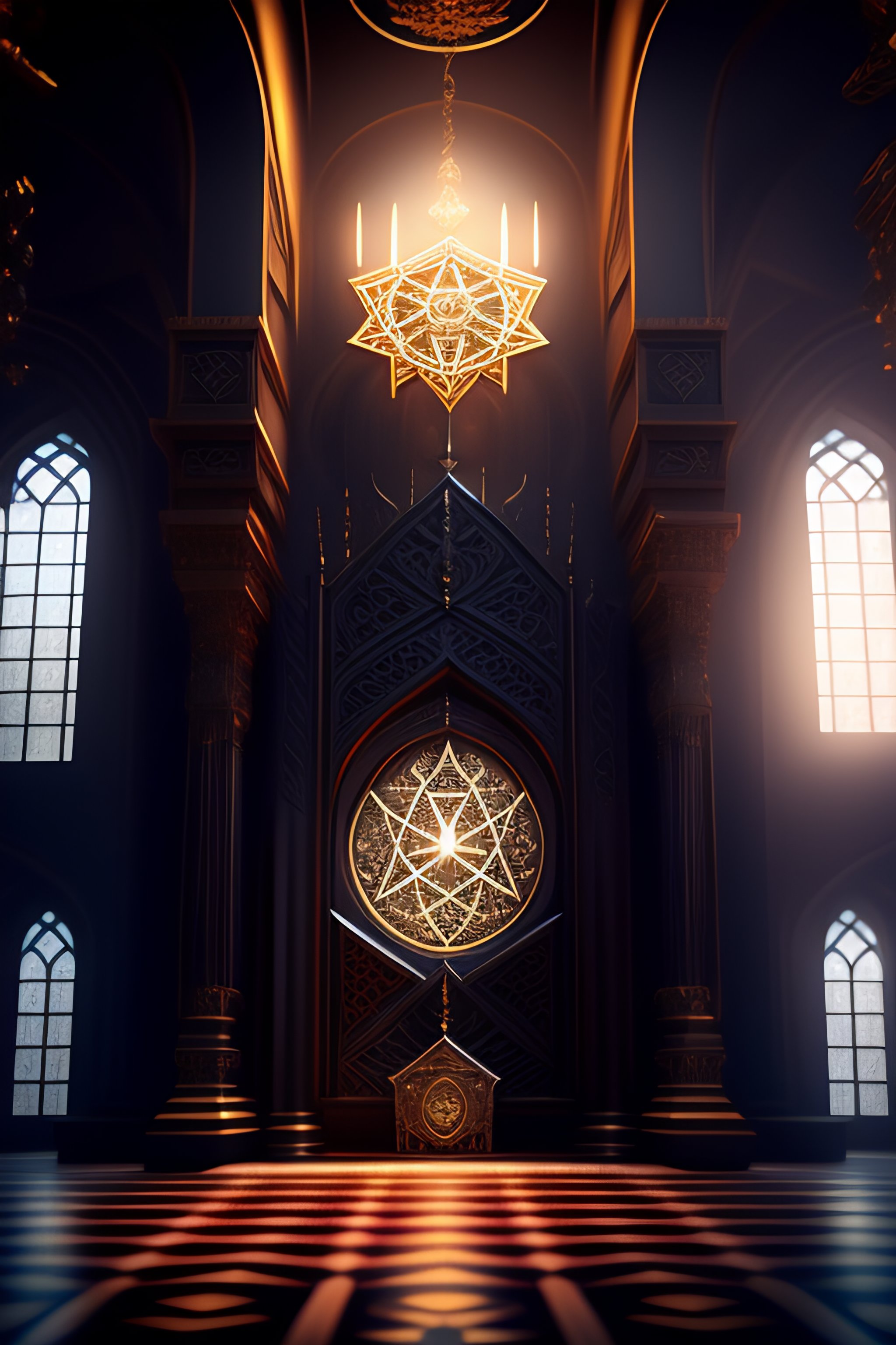 Lexica - Highly detailed ritual chamber with a grimoire on the altar ...