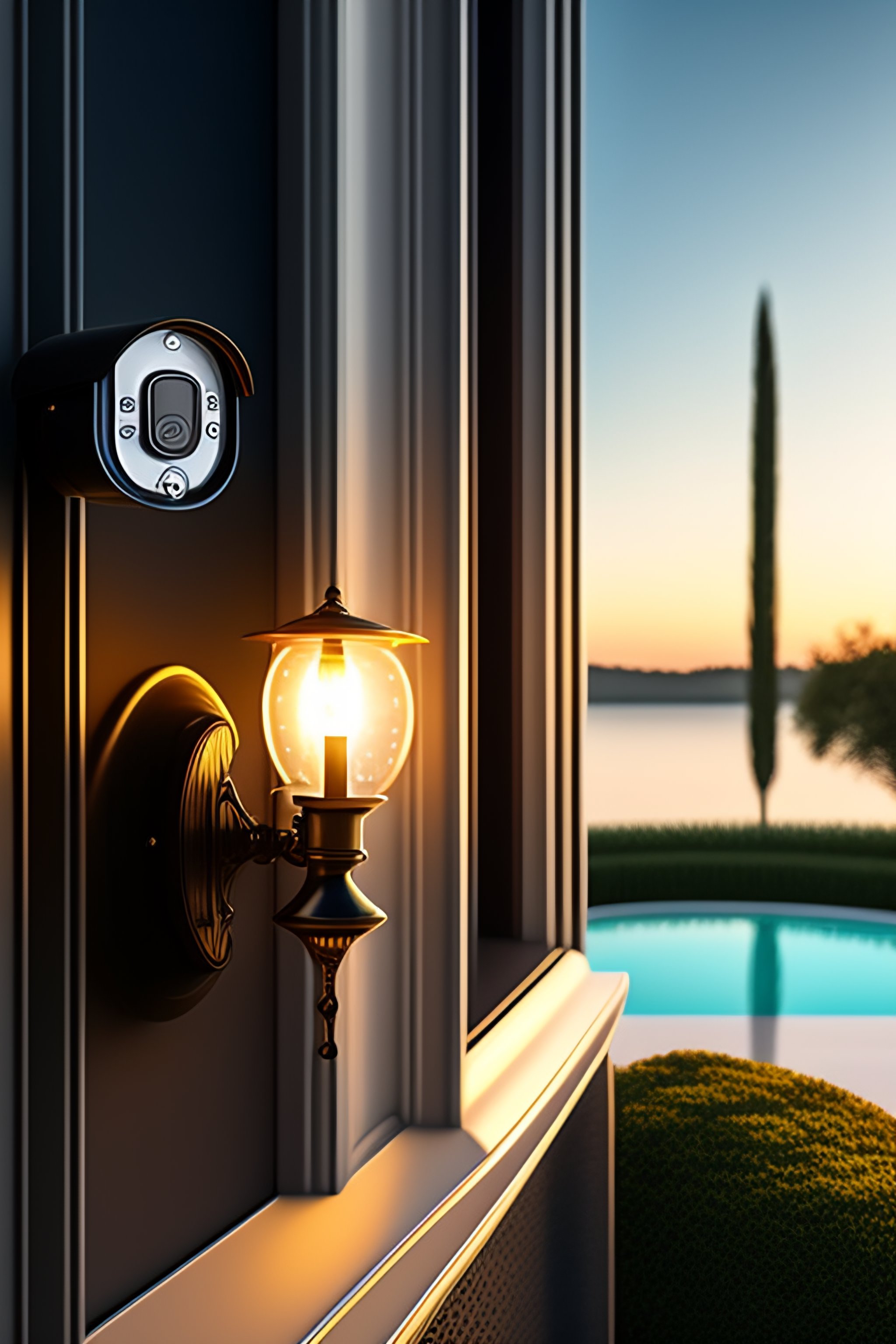 Lexica - Univew brand security camera in wall of luxury villa