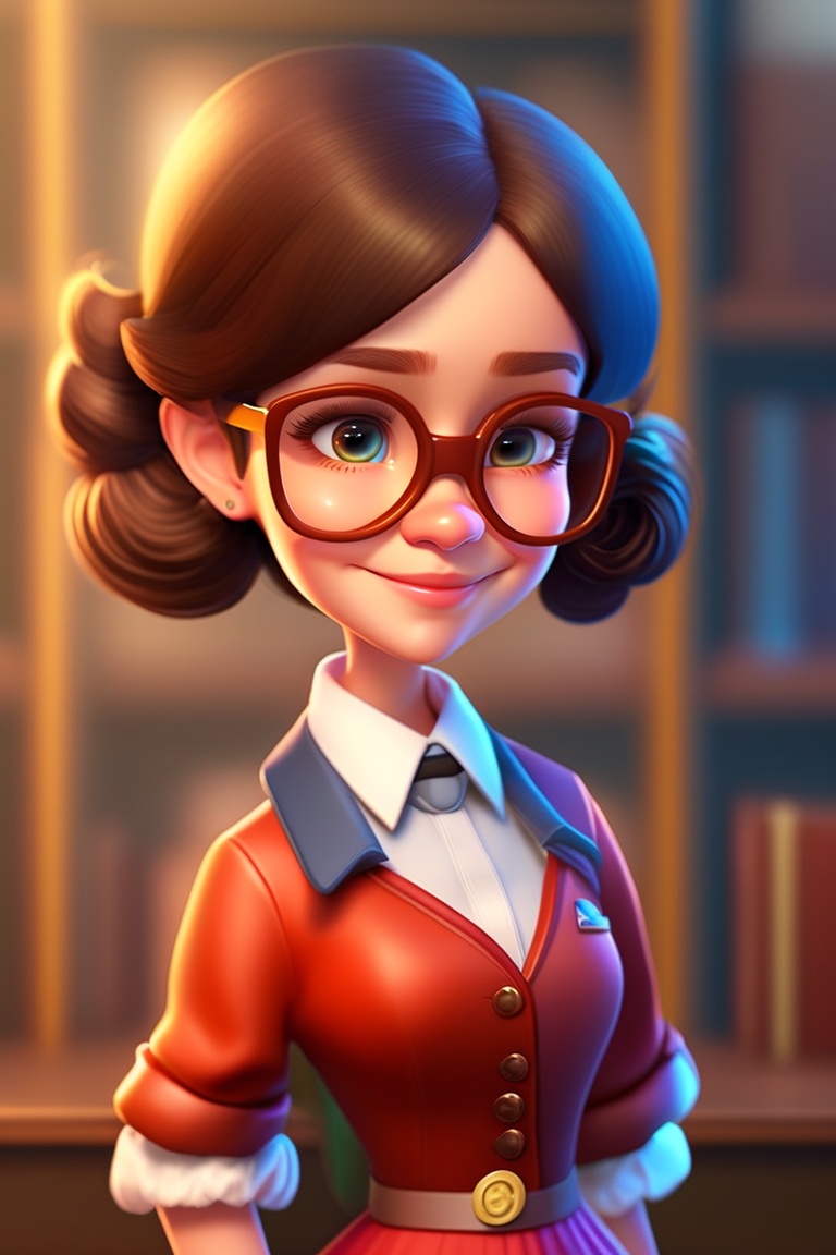 Lexica - Cute Girl TEACHER, pixar style, 3d style, disney style, 8k ...