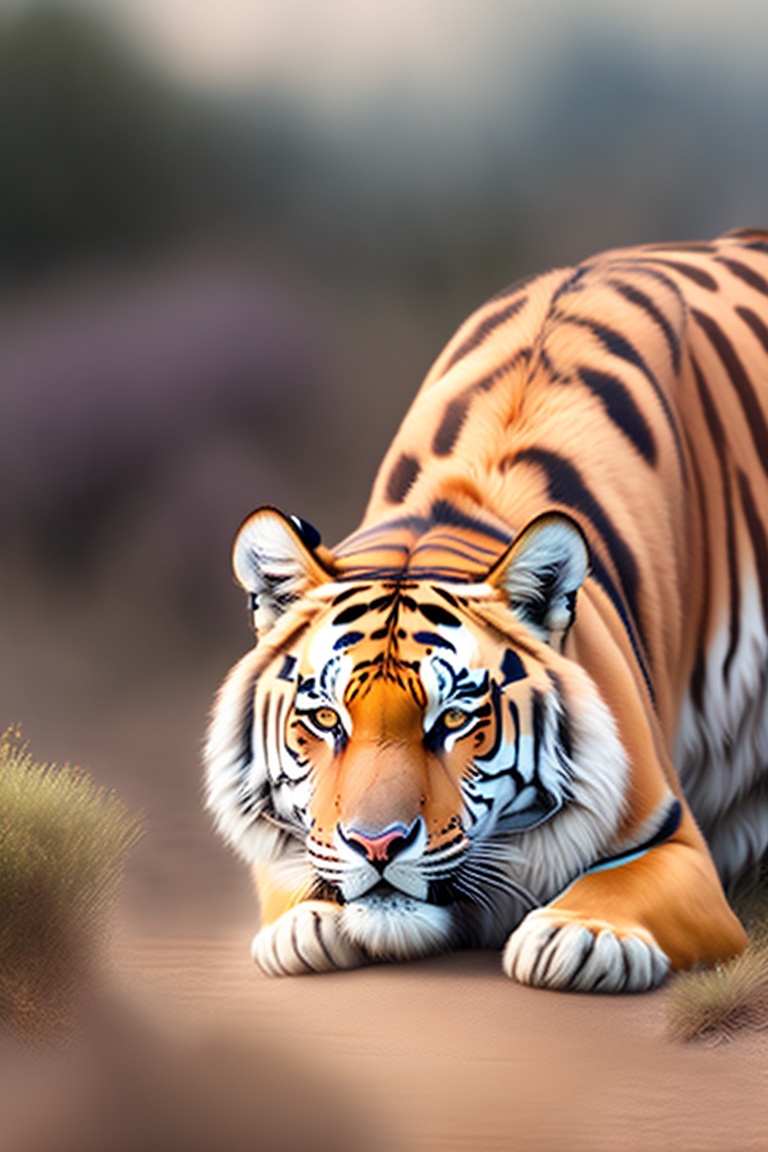 Lexica - Tiger sitting peacefully among the cows, purring