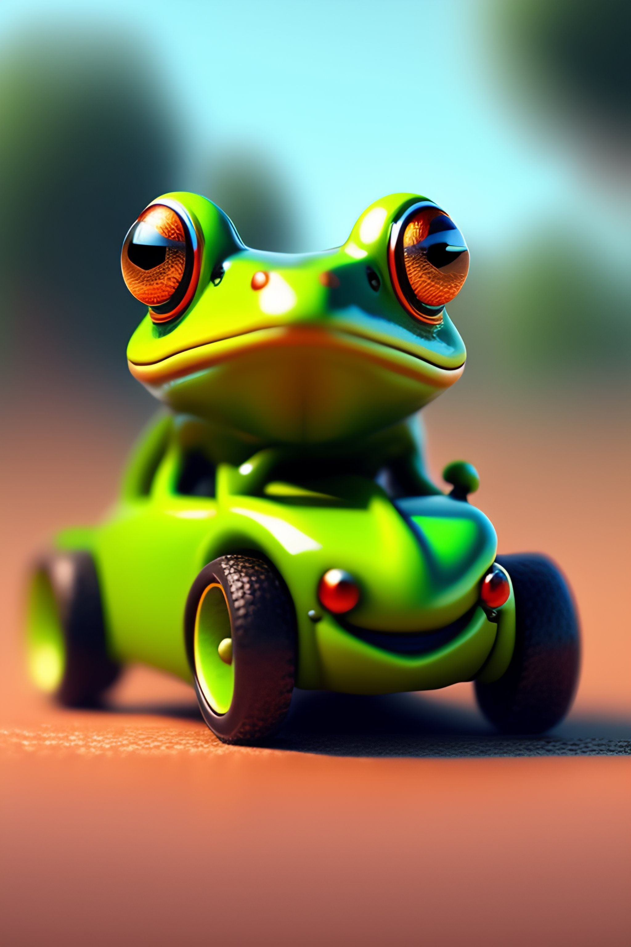 Lexica - Frog driving a car,realistic,4k