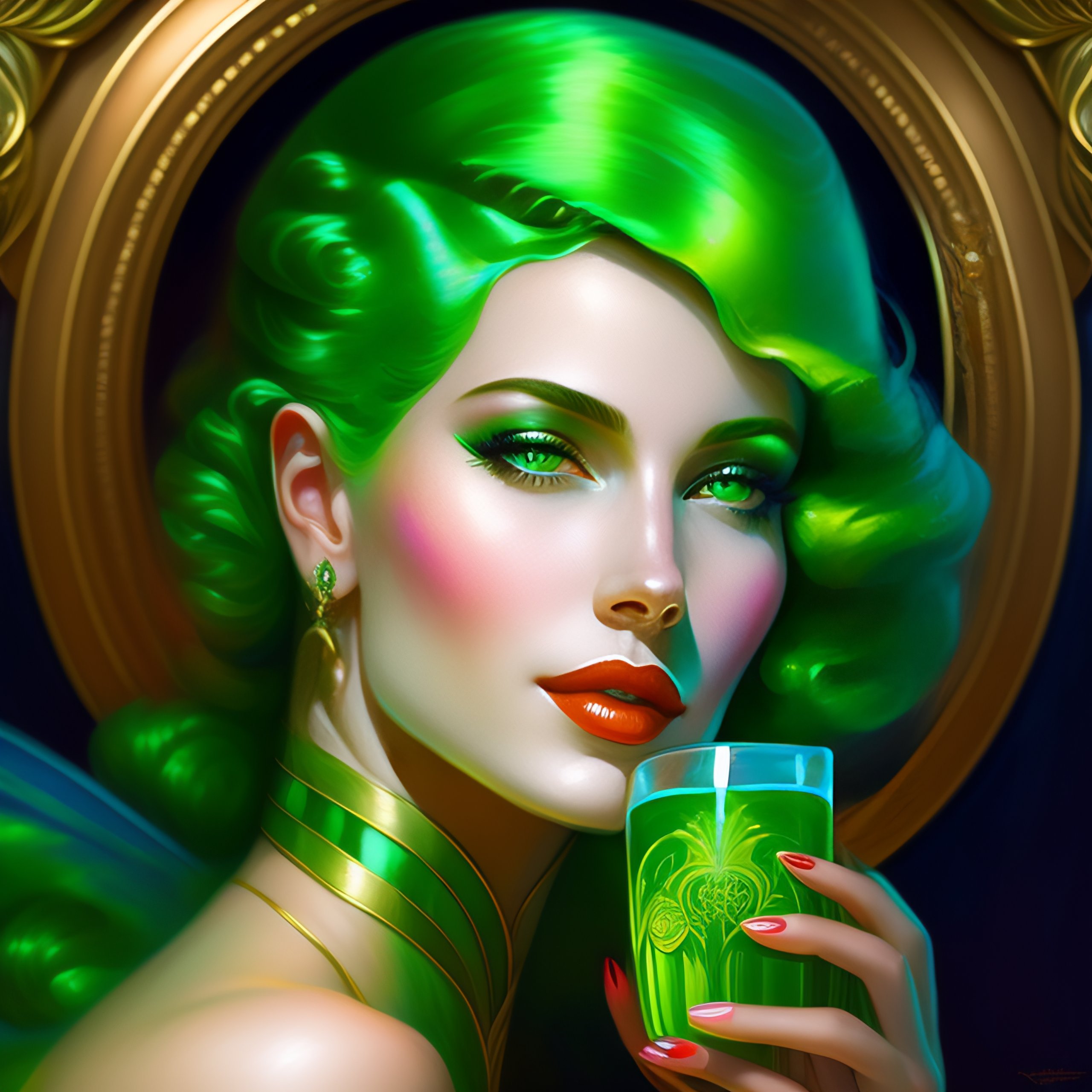 Lexica Portrait Of Goddess Eating Holding An Absinthe Glass Art Deco Portrait Feminine 5325