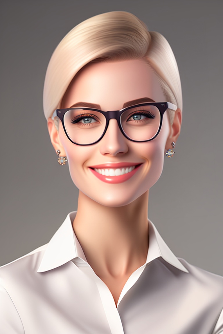 Lexica Realistic Photo Business Woman Wearing White Shirt Glasses