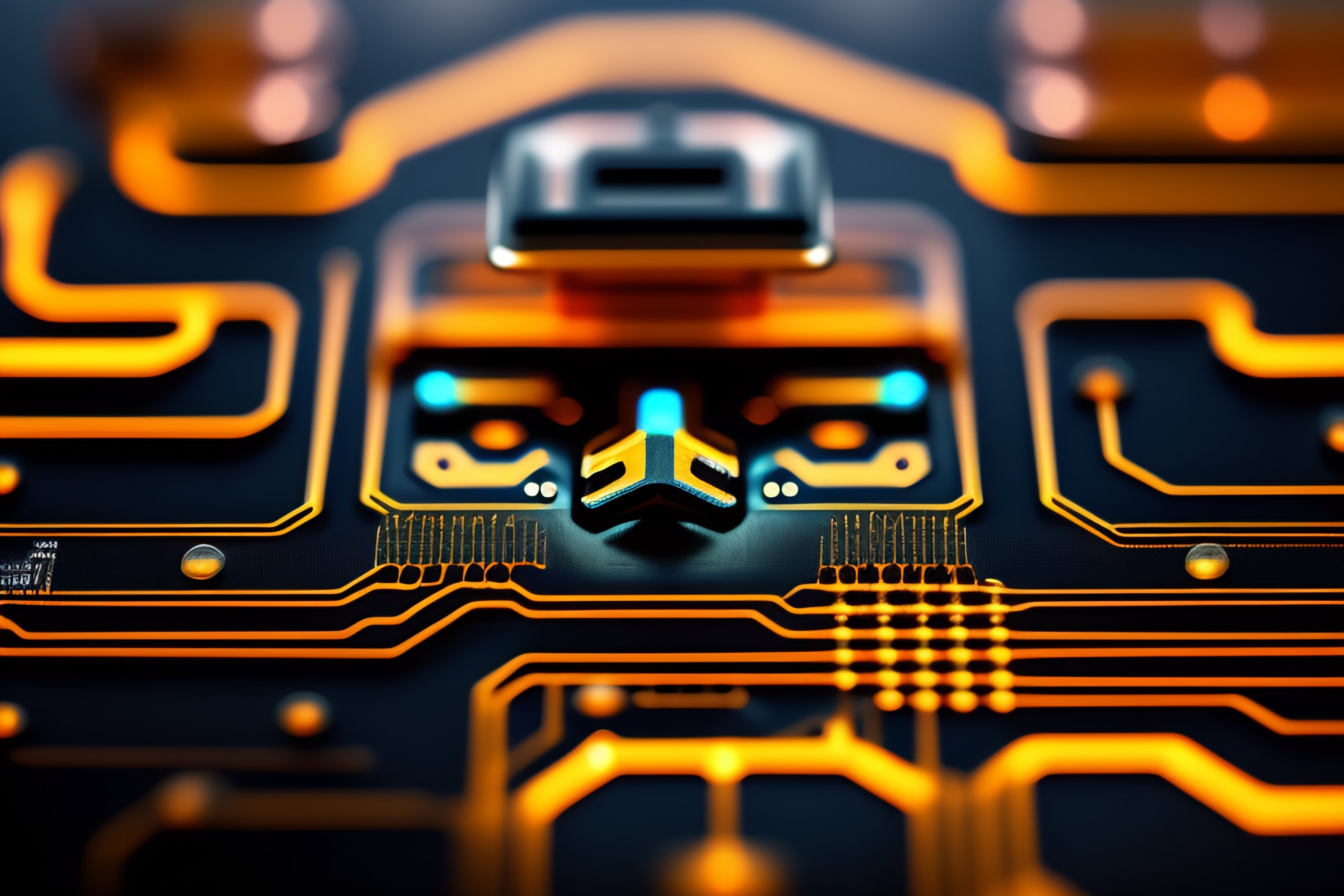 Lexica - The outline of a head that is filled with electronic circuitry