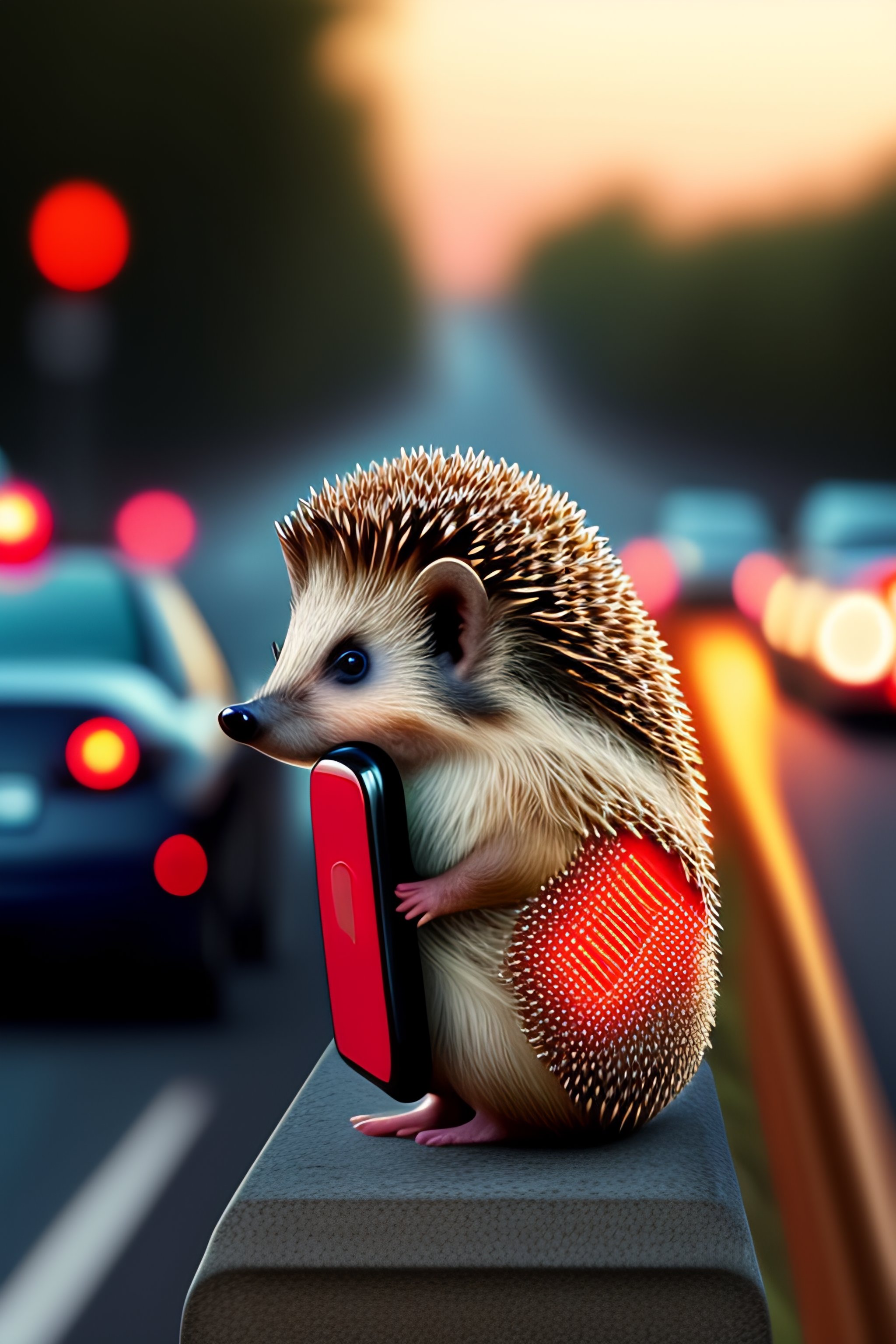 Lexica - A hedgehog waits at a set of traffic lights, Hedgehog is ...