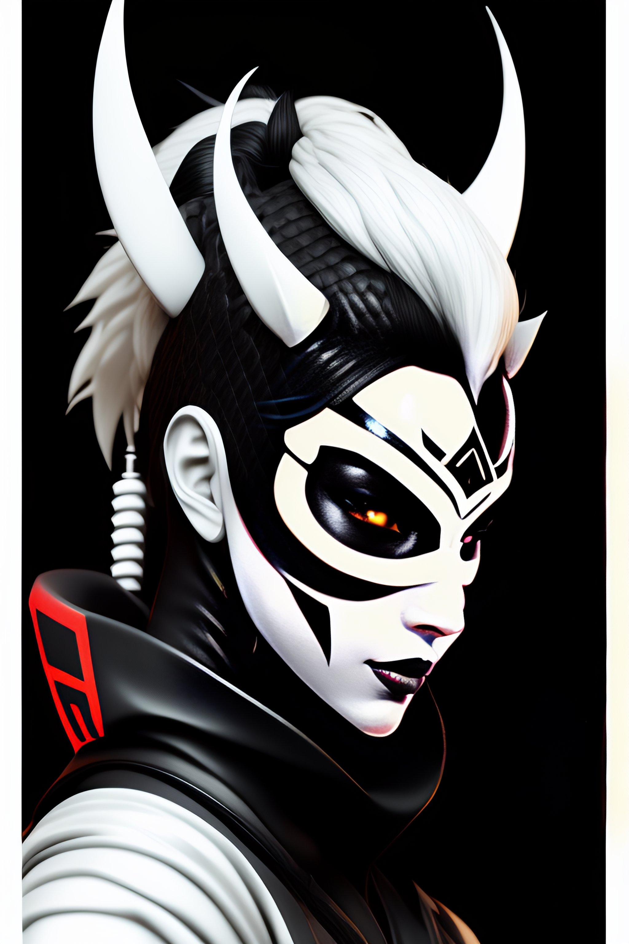 Lexica Only Oni Mask Cyberpunk White And Black 2d 3036