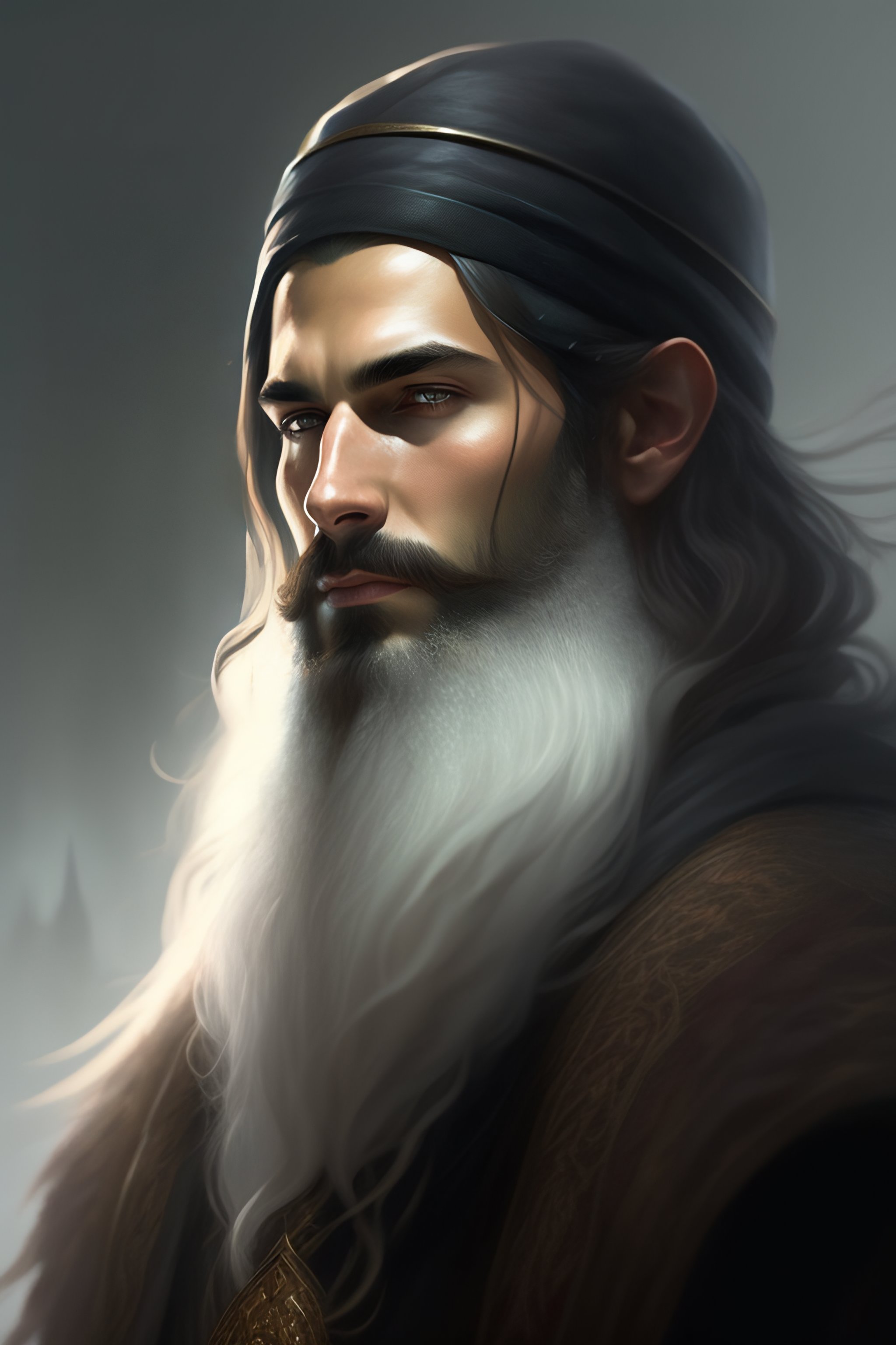 Lexica - Portrait of a skinny wizard with dark beard, fantasy, lord of ...