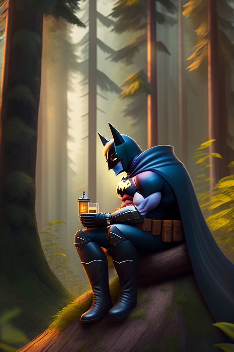 Lexica - Cartoon, personality: [Illustrate a wide shot of Batman ...