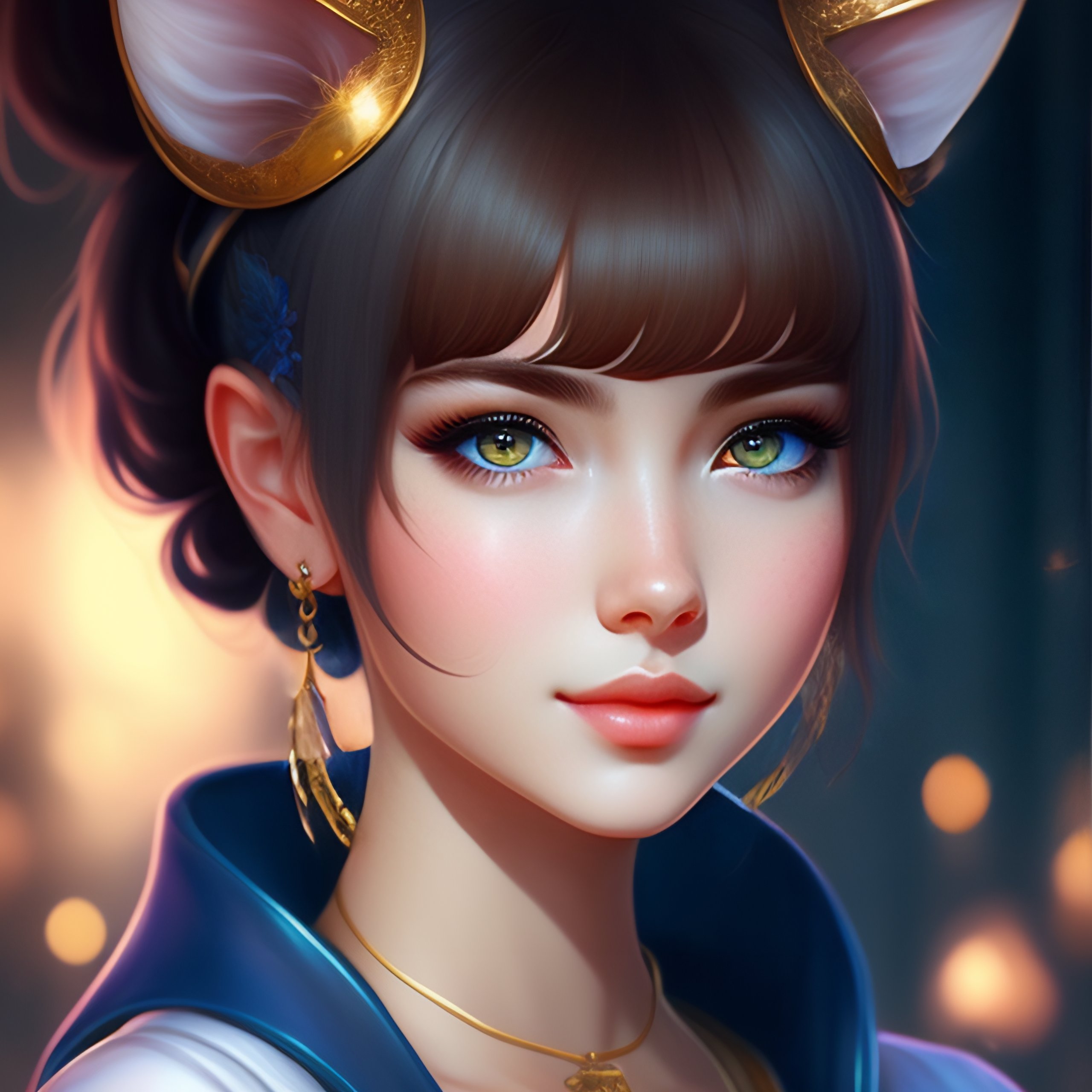 Lexica Mathilda, realistic art, cute girl, silky short hairs, blue