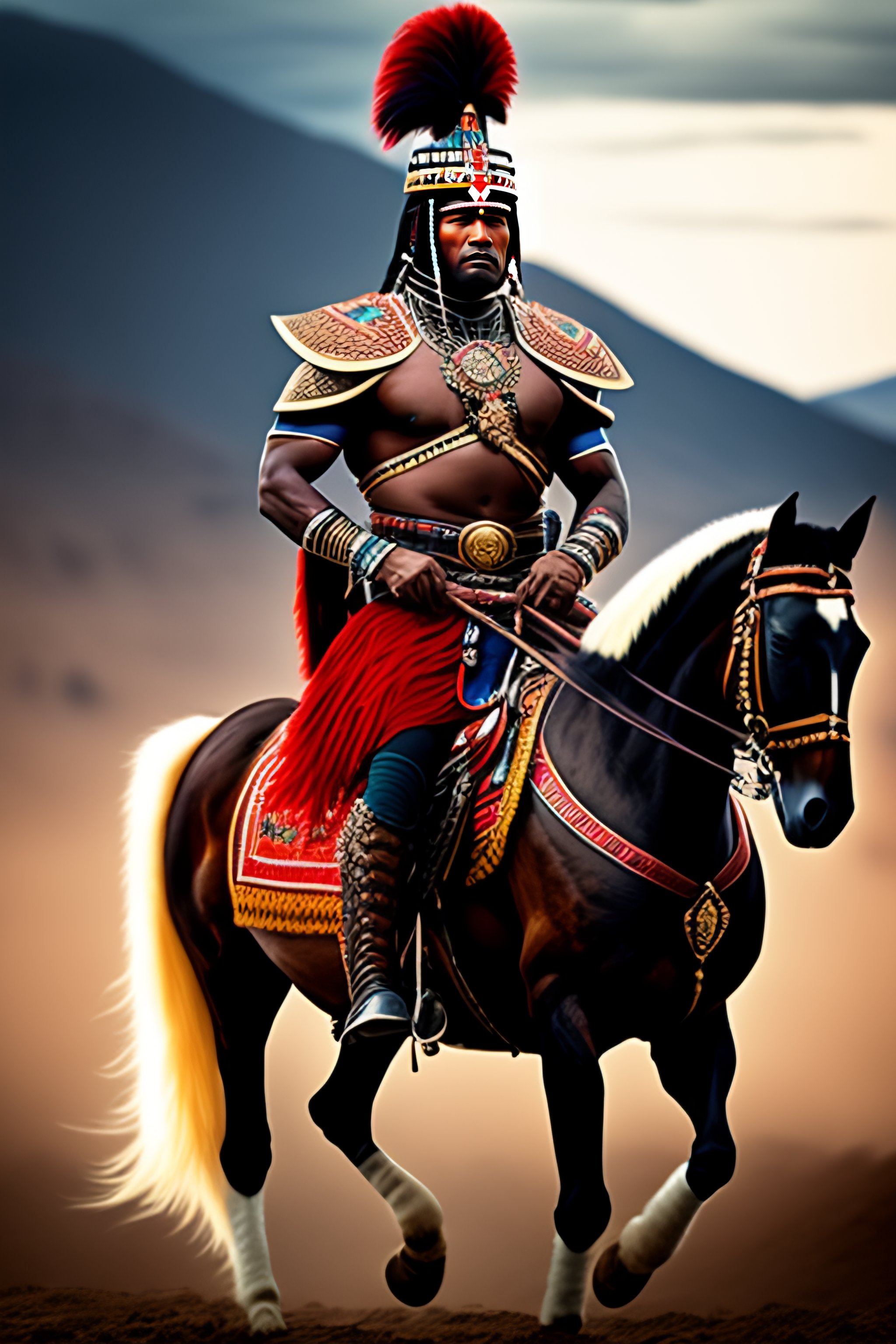 Lexica - An Aztec warrior on horse