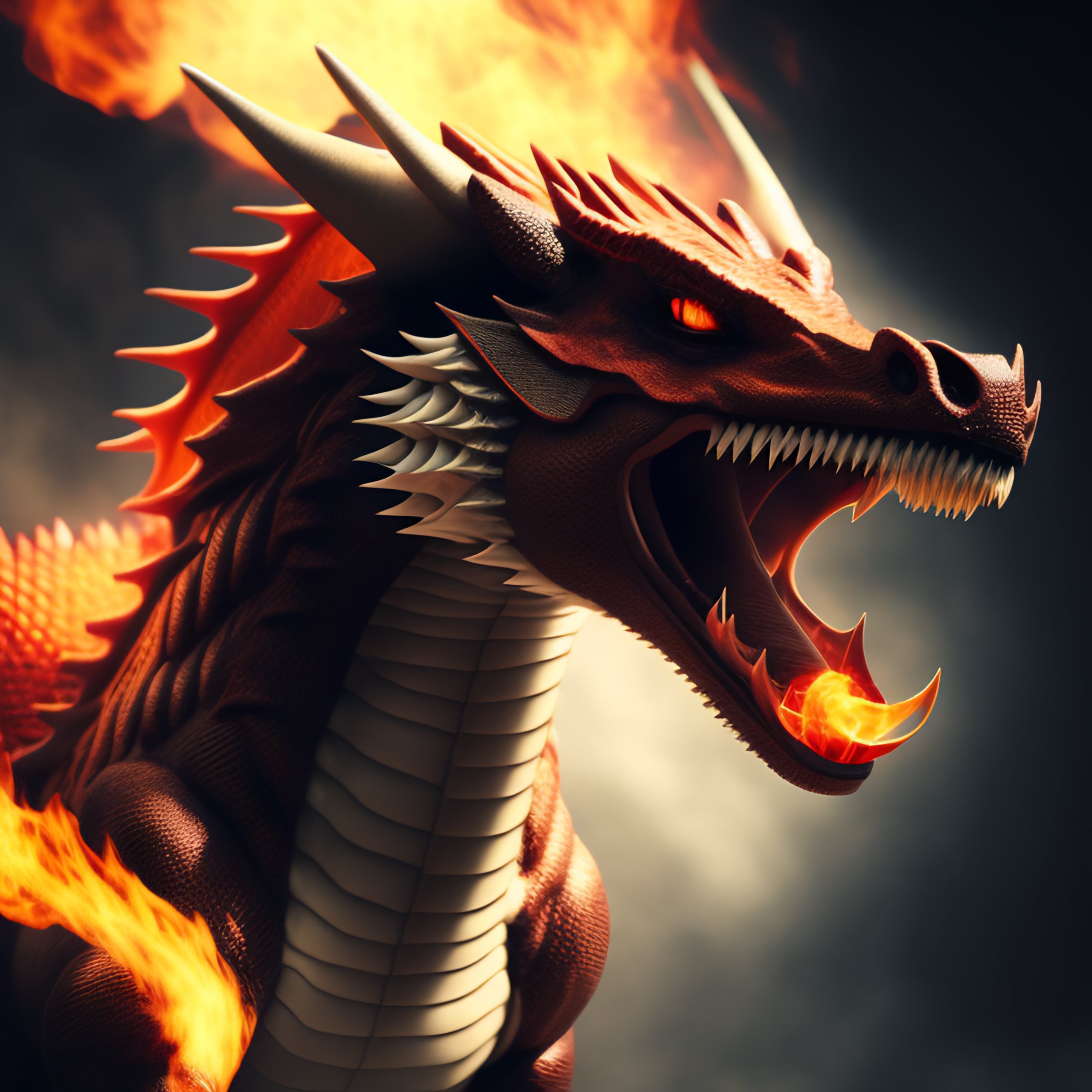 Lexica - A fierce dragon breathing fire.