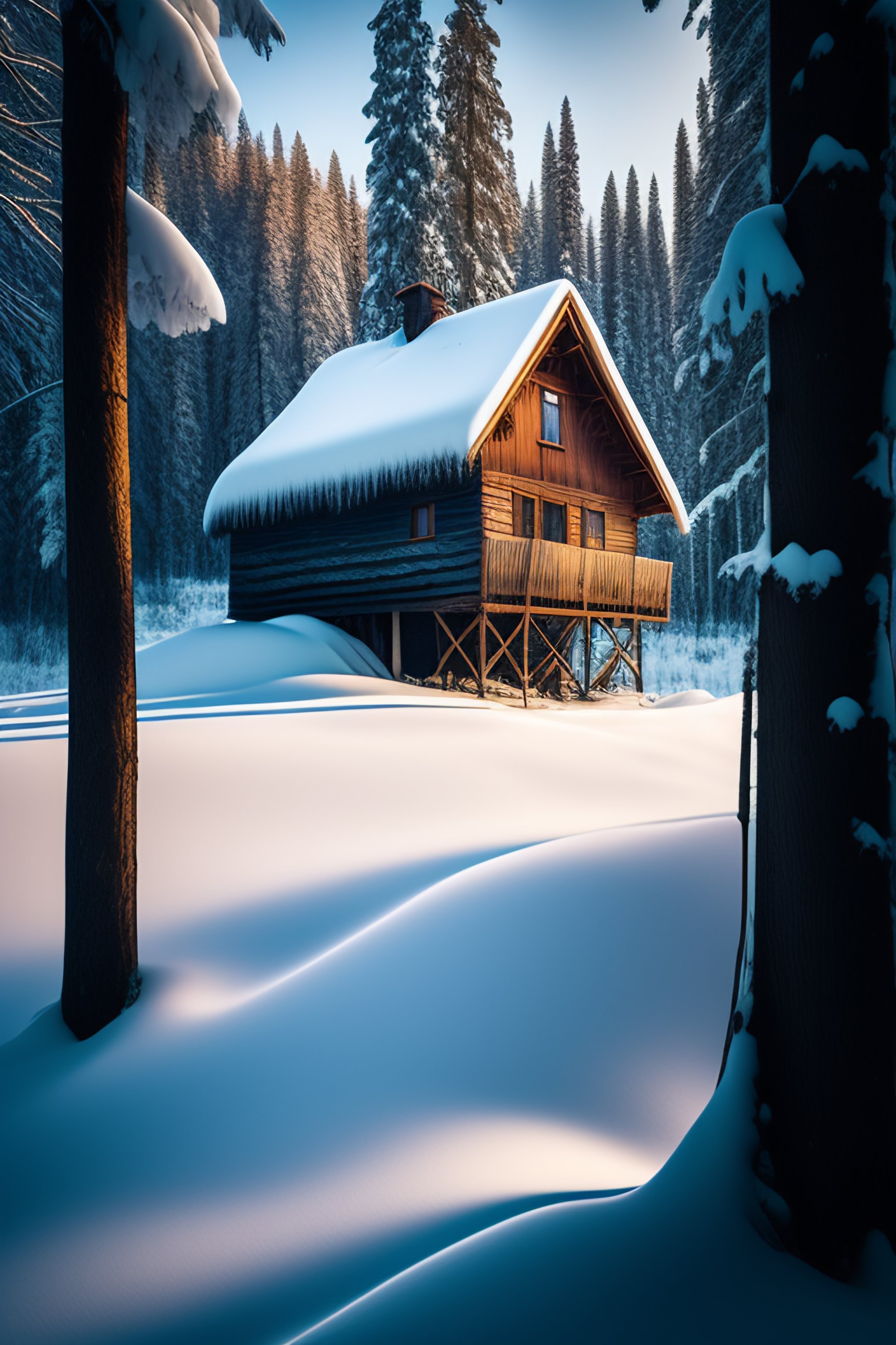 Lexica - Old wooden house in the winter forest