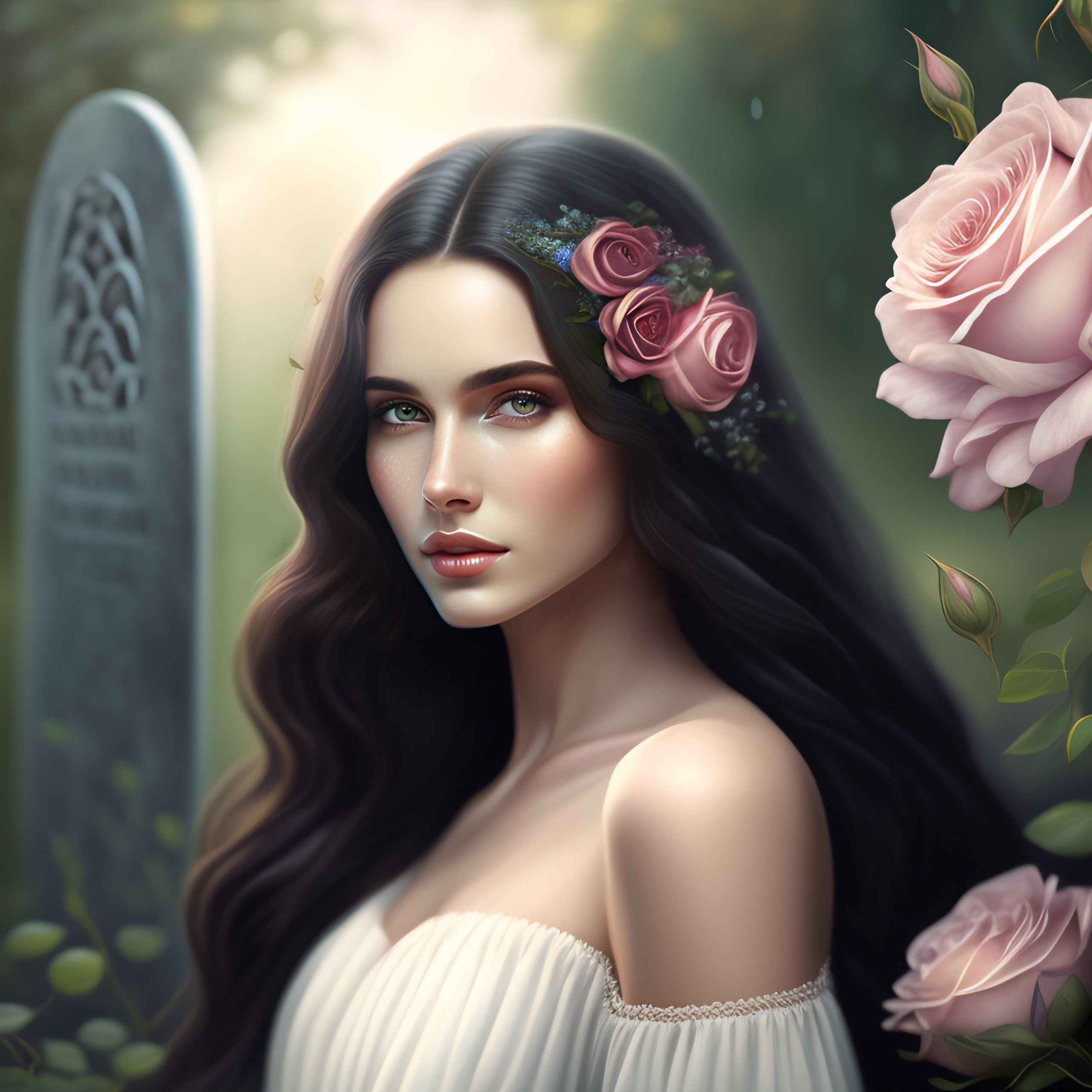 Lexica - Beautiful detailed portrait of a young woman with long dark ...