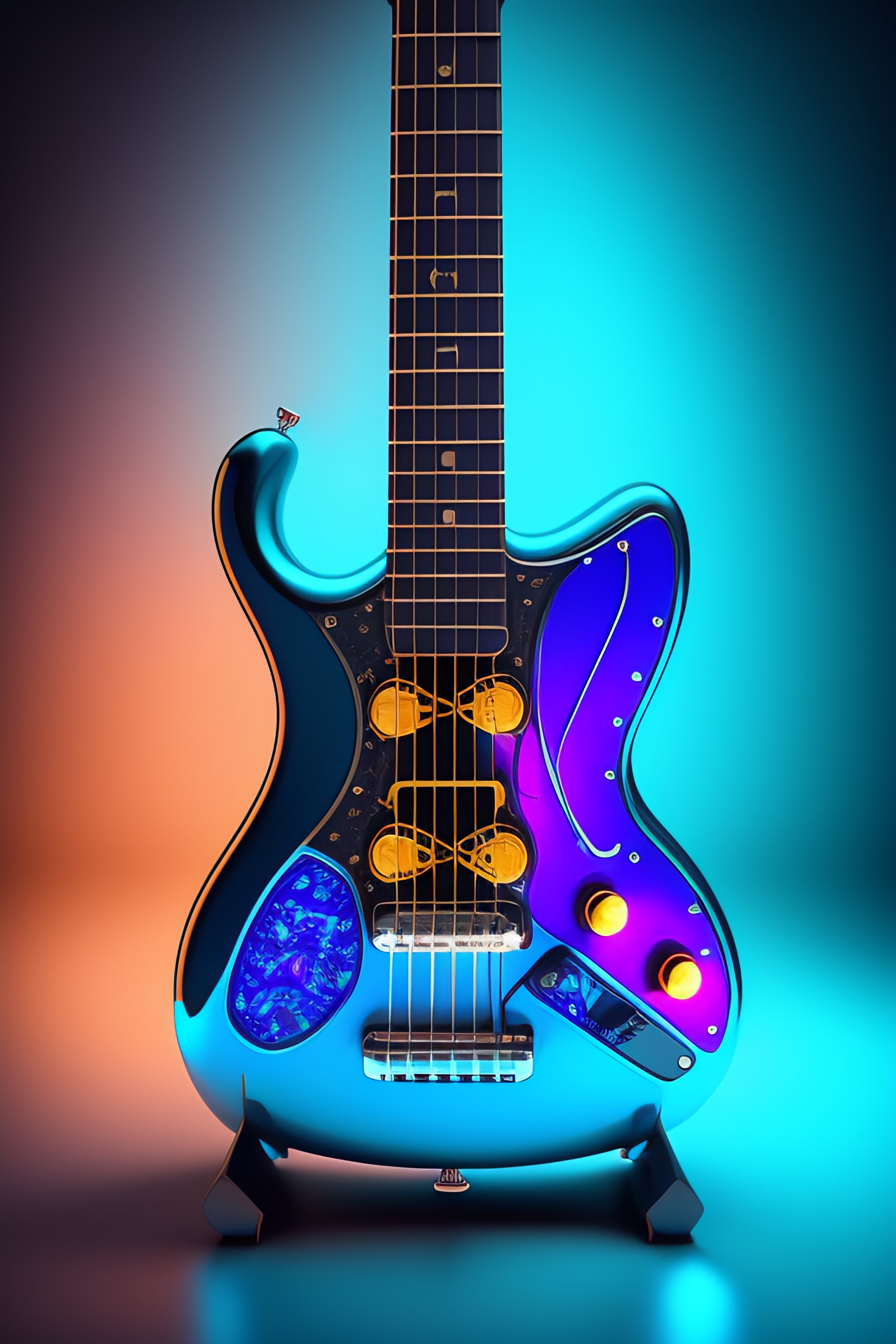 Lexica - Electric disco guitar shaped as a bird of paradise, teal ...