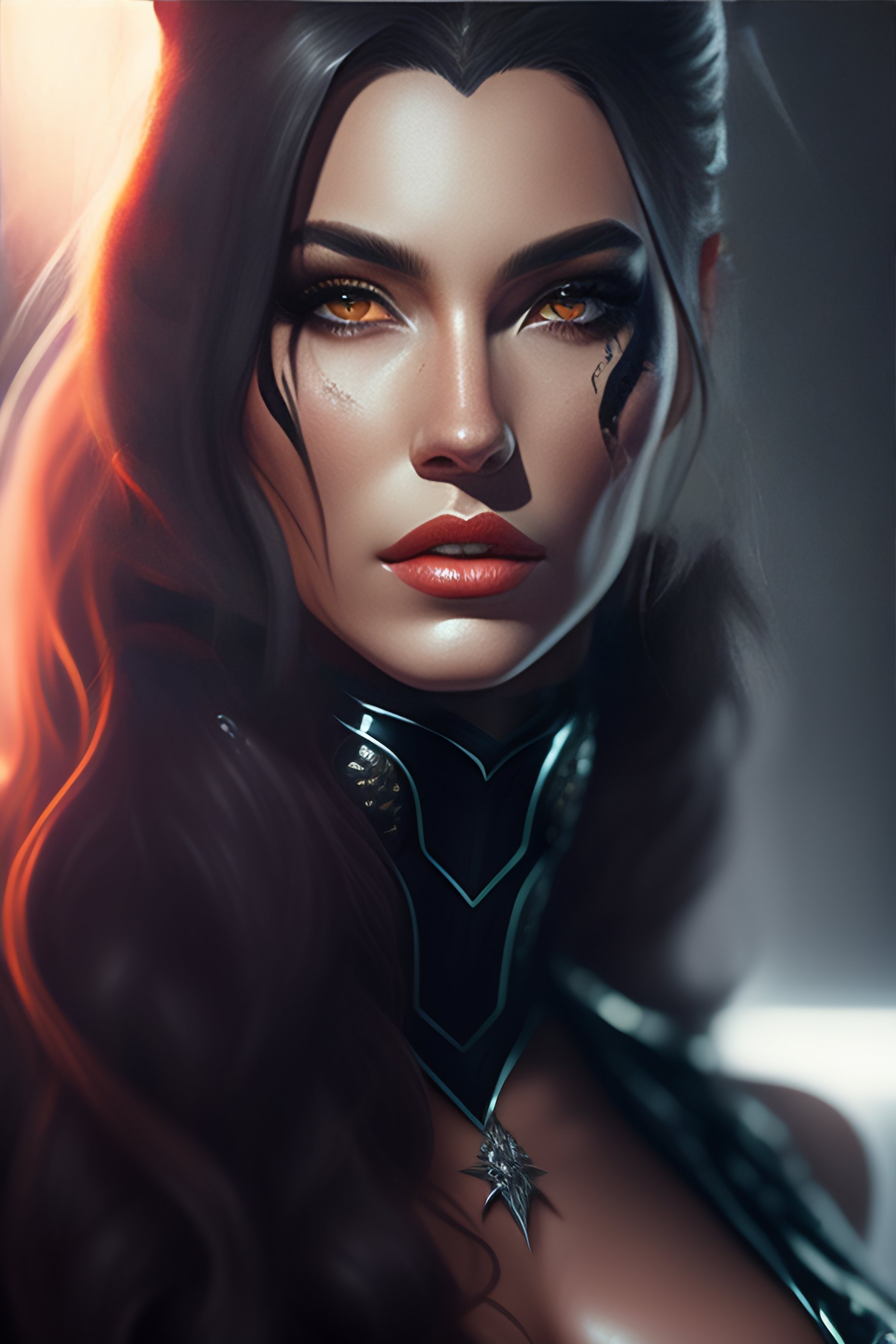 Lexica - A portrait of a half monstrous woman, digital art, horror ...