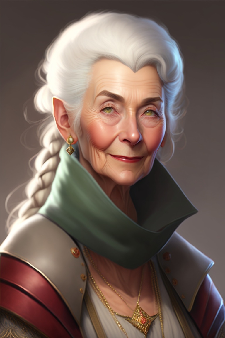 Lexica - A female elf, gray hair, anime very old woman, realistic,  intricate, concept art, ugly, by greg rutkowski