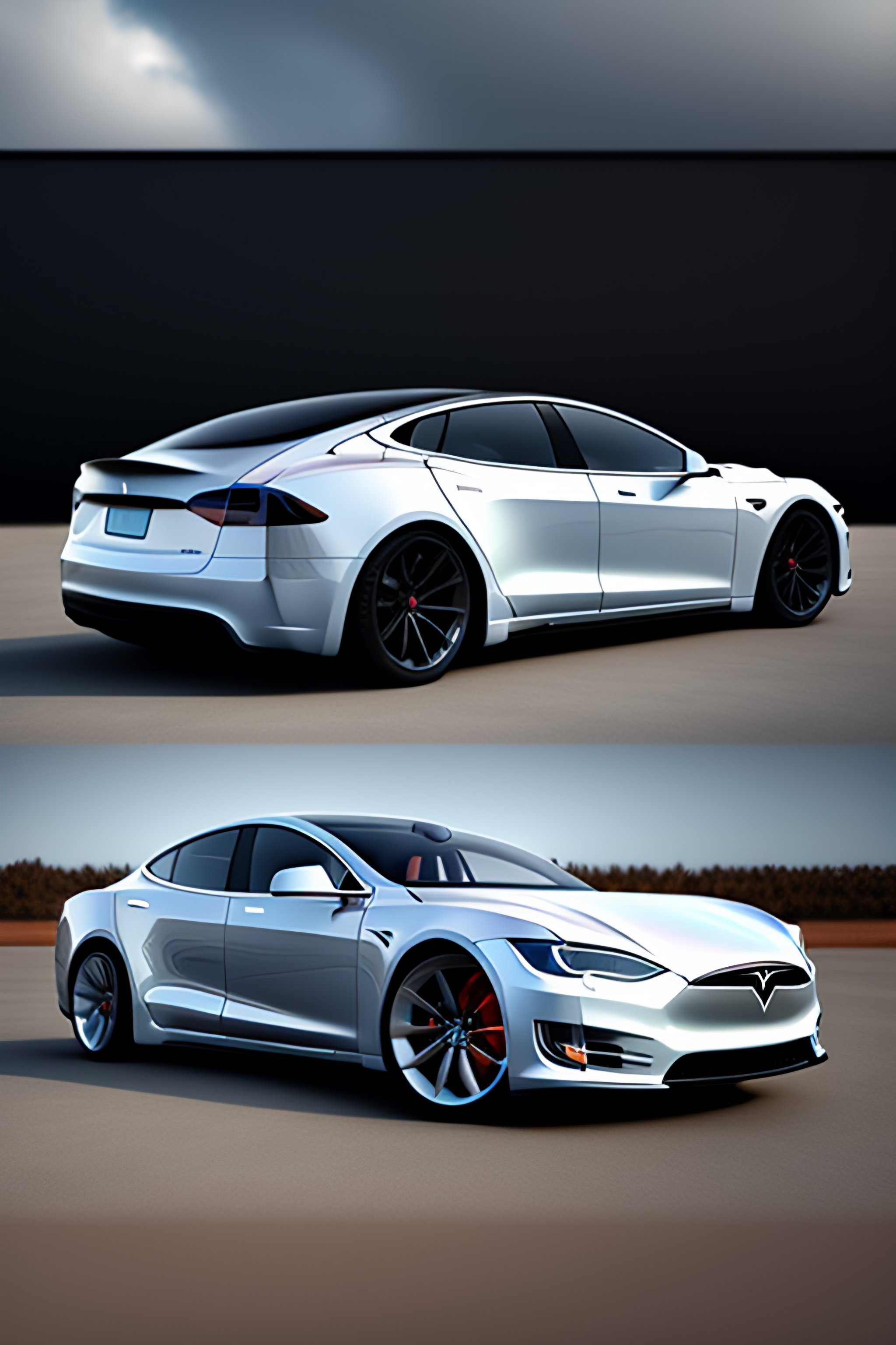 Lexica - Tesla model s, gray, 3d, 4k