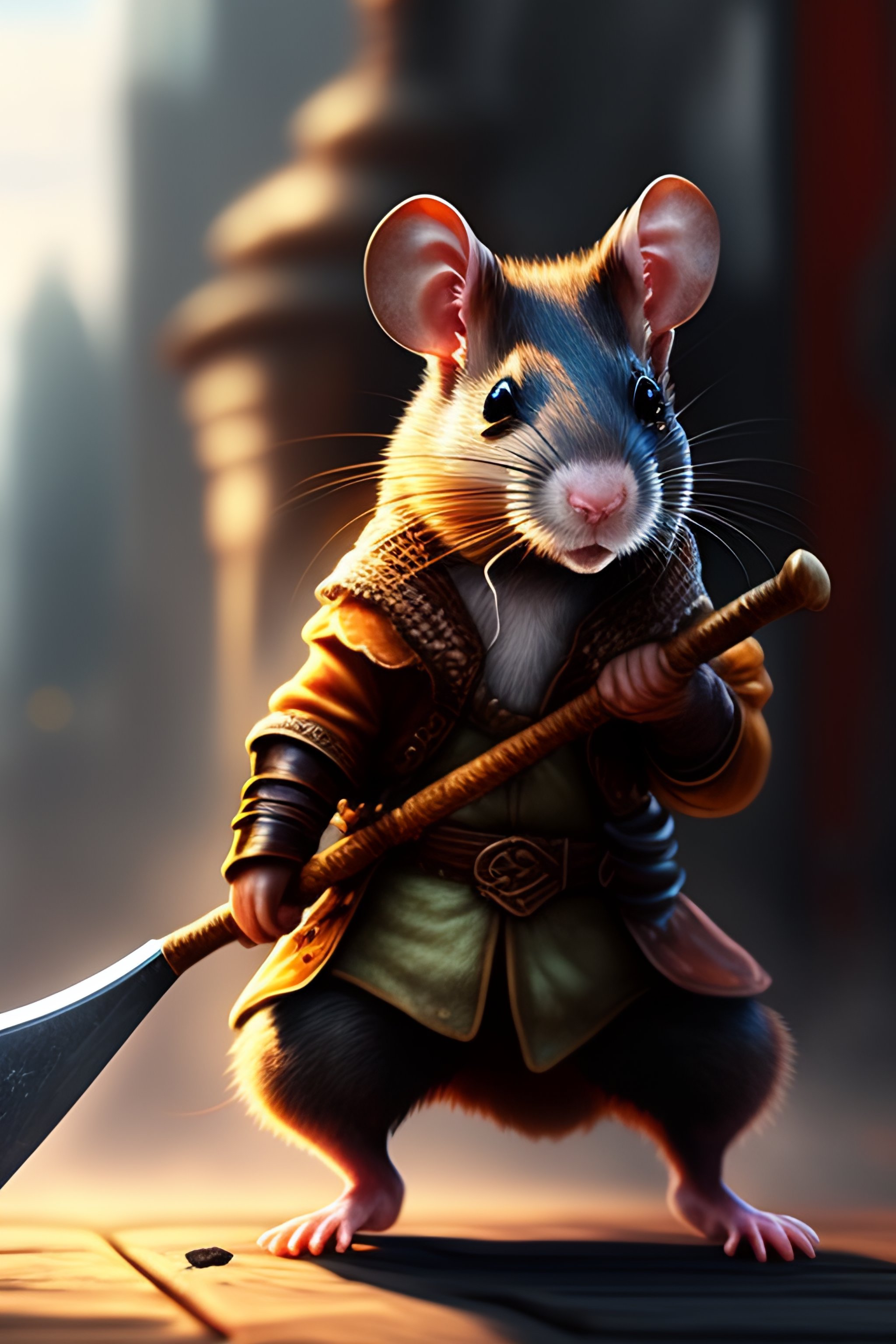 Lexica - A rat dressed in rags and with a melee weapon fights another ...