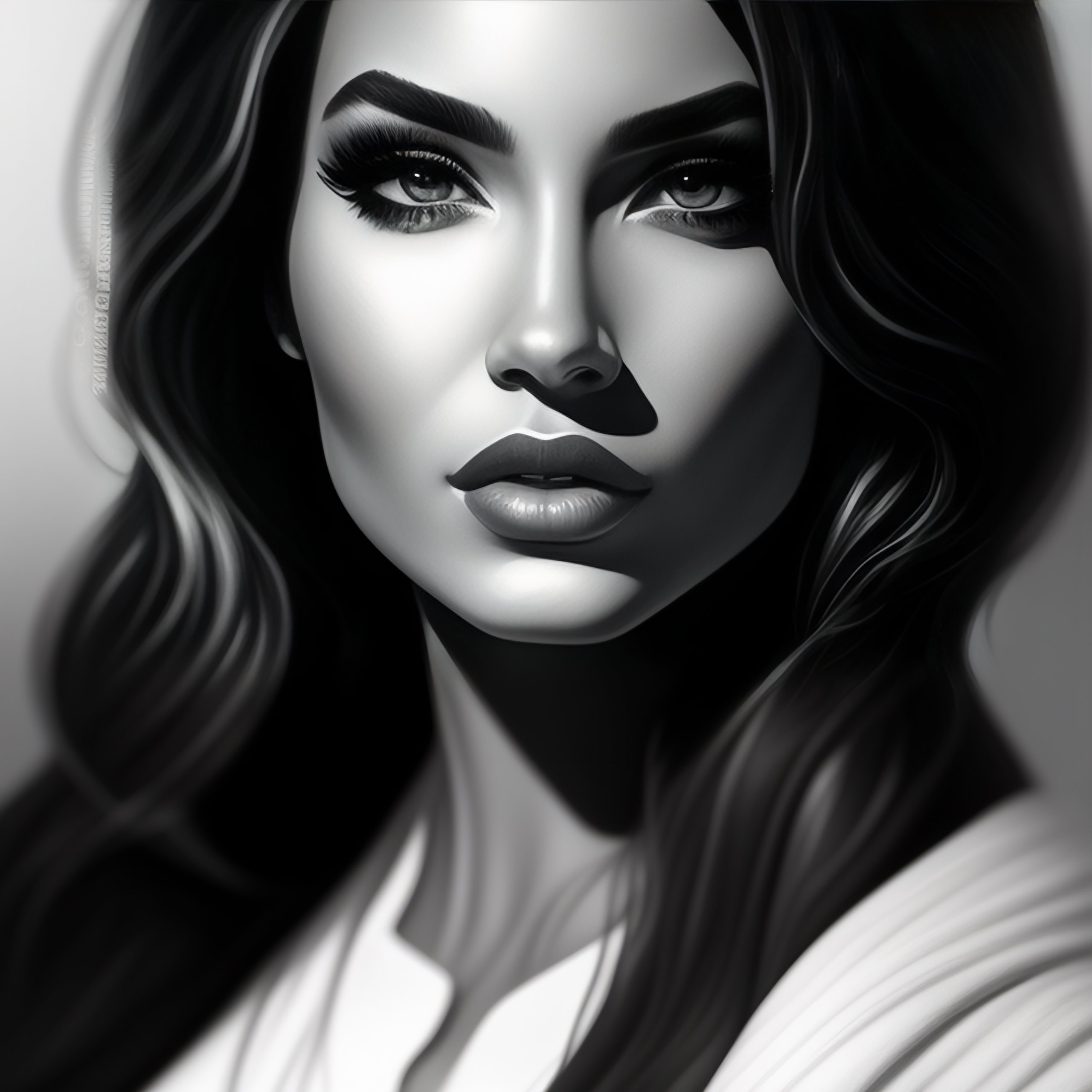 Lexica - Up close portrait of a beautiful woman in black and white, art ...