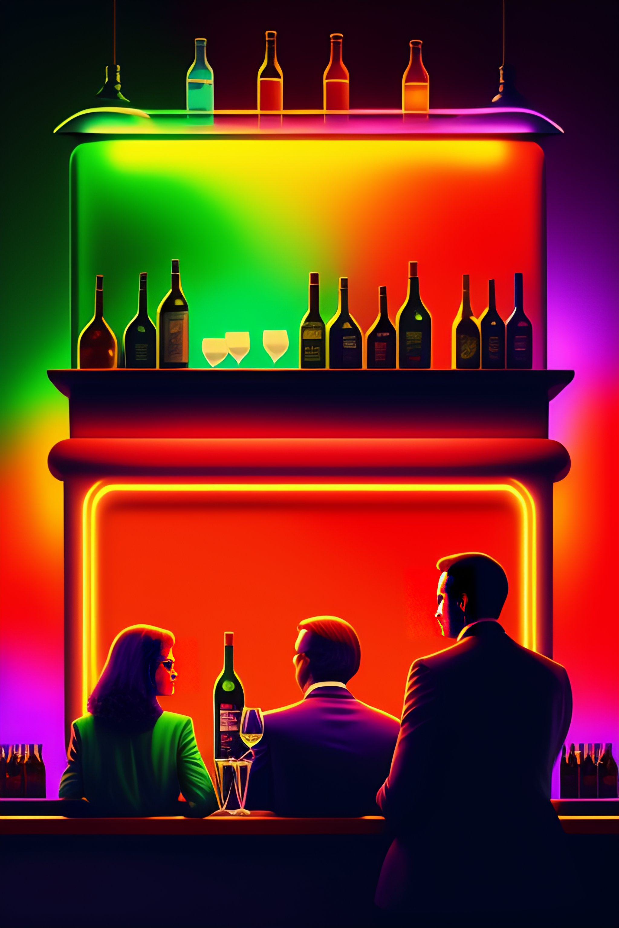 Lexica - A drinking party at a bar, rainbow color, in the style of ...