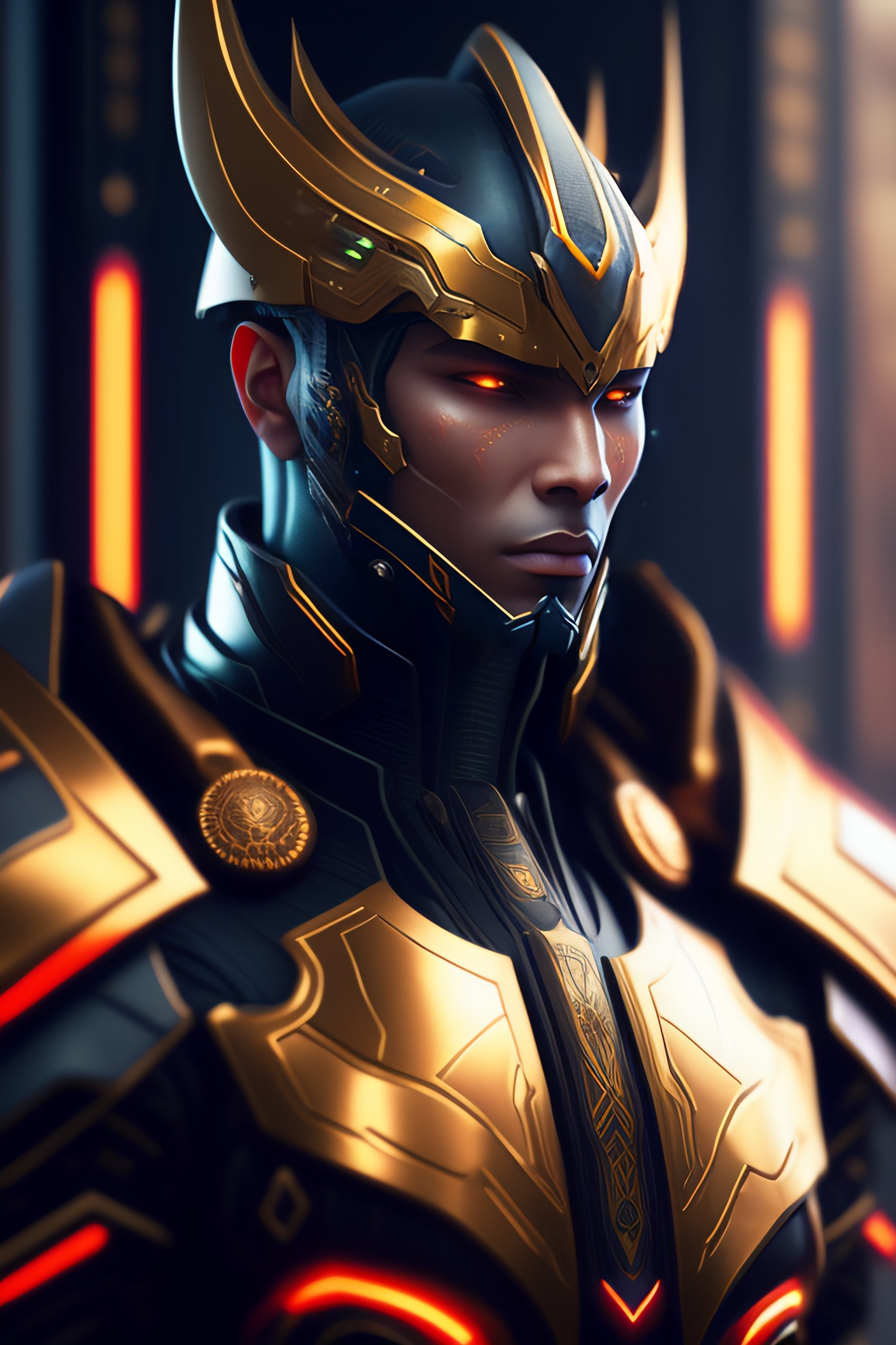 Lexica - Symmetry!! portrait of cyberpunk alien male emperor mecha in ...