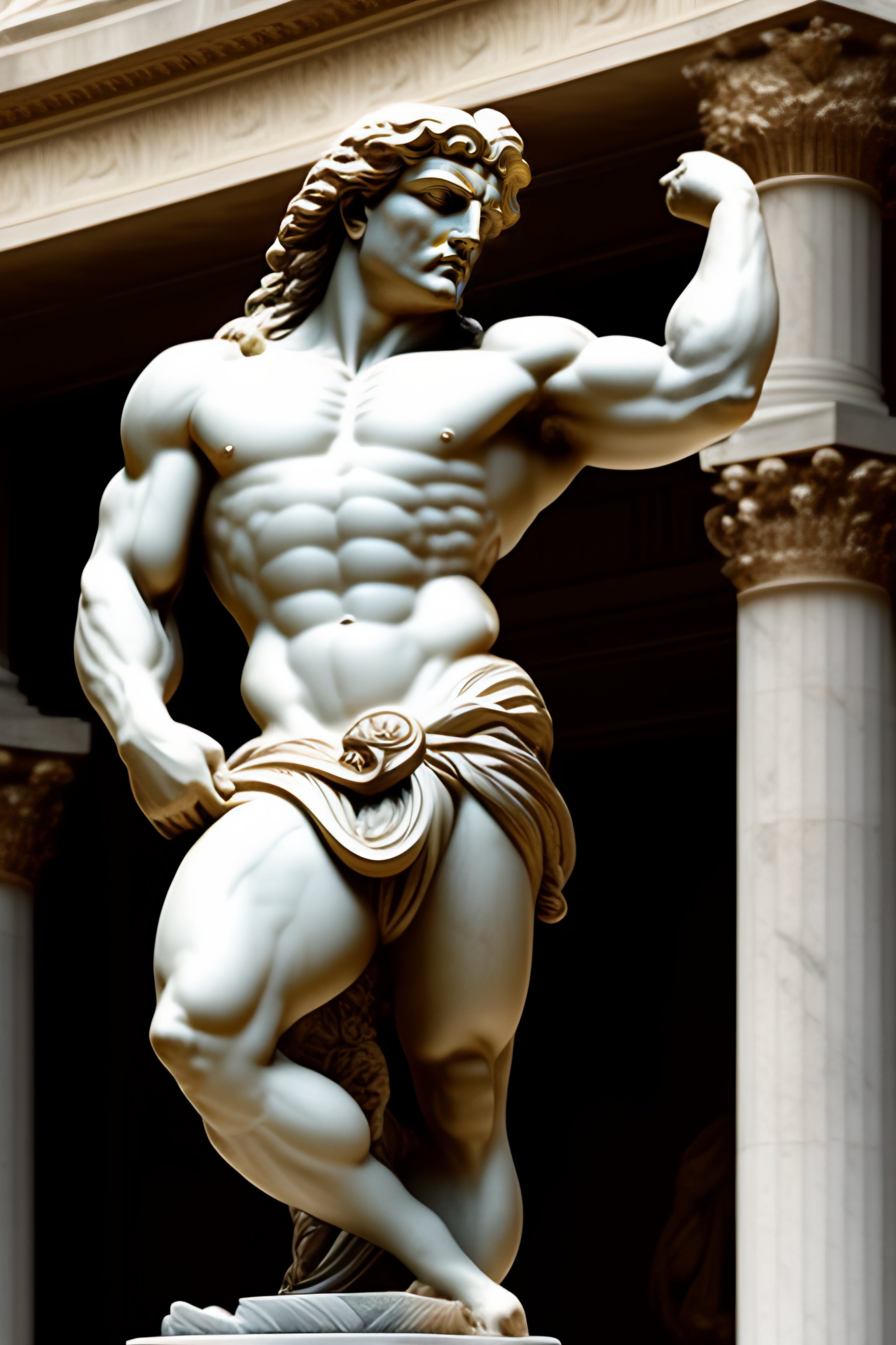 Lexica - A marble statue of greek hero hercules, with an aggressive ...