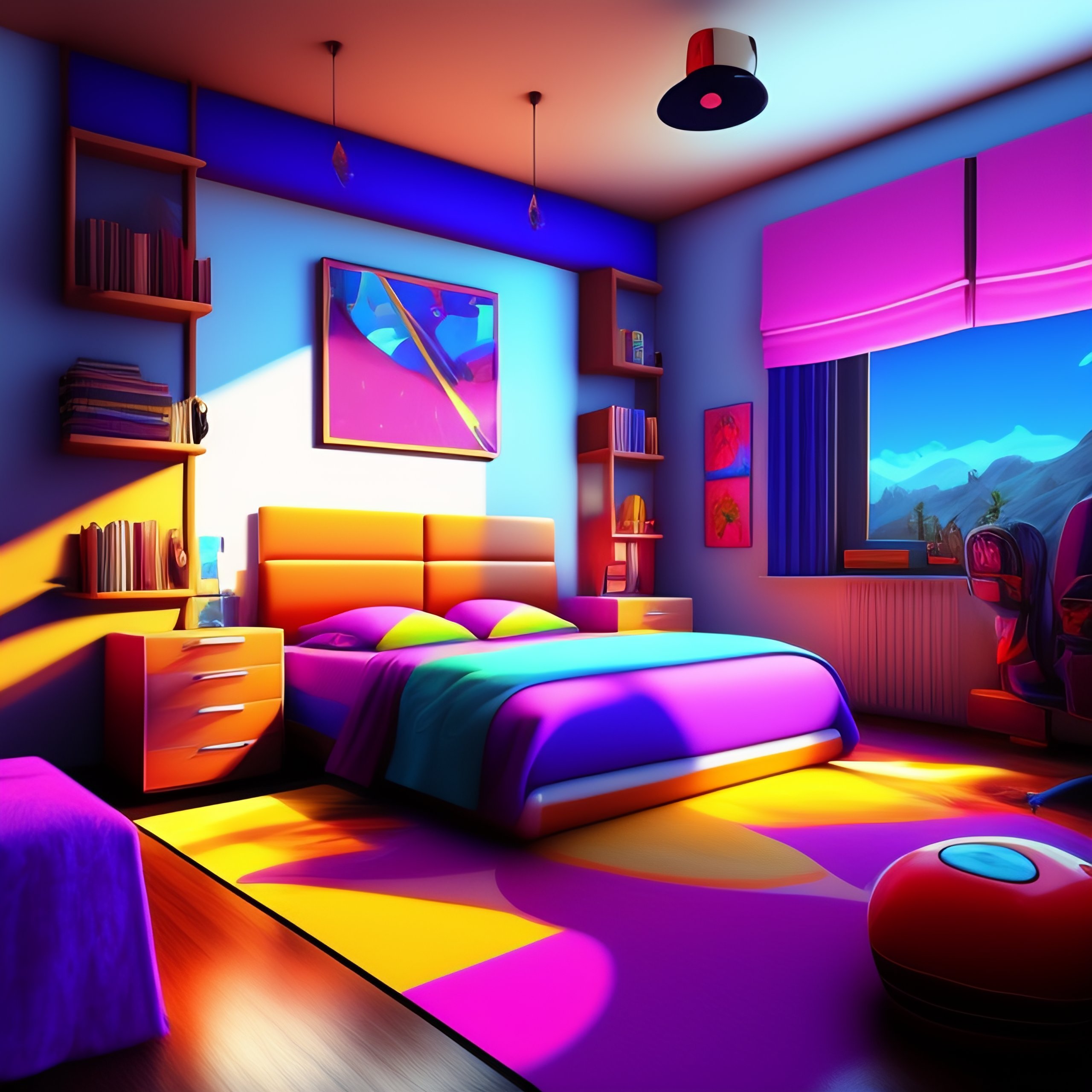 Lexica - A messy gamergirl bedroom, concept art, vibrant art style