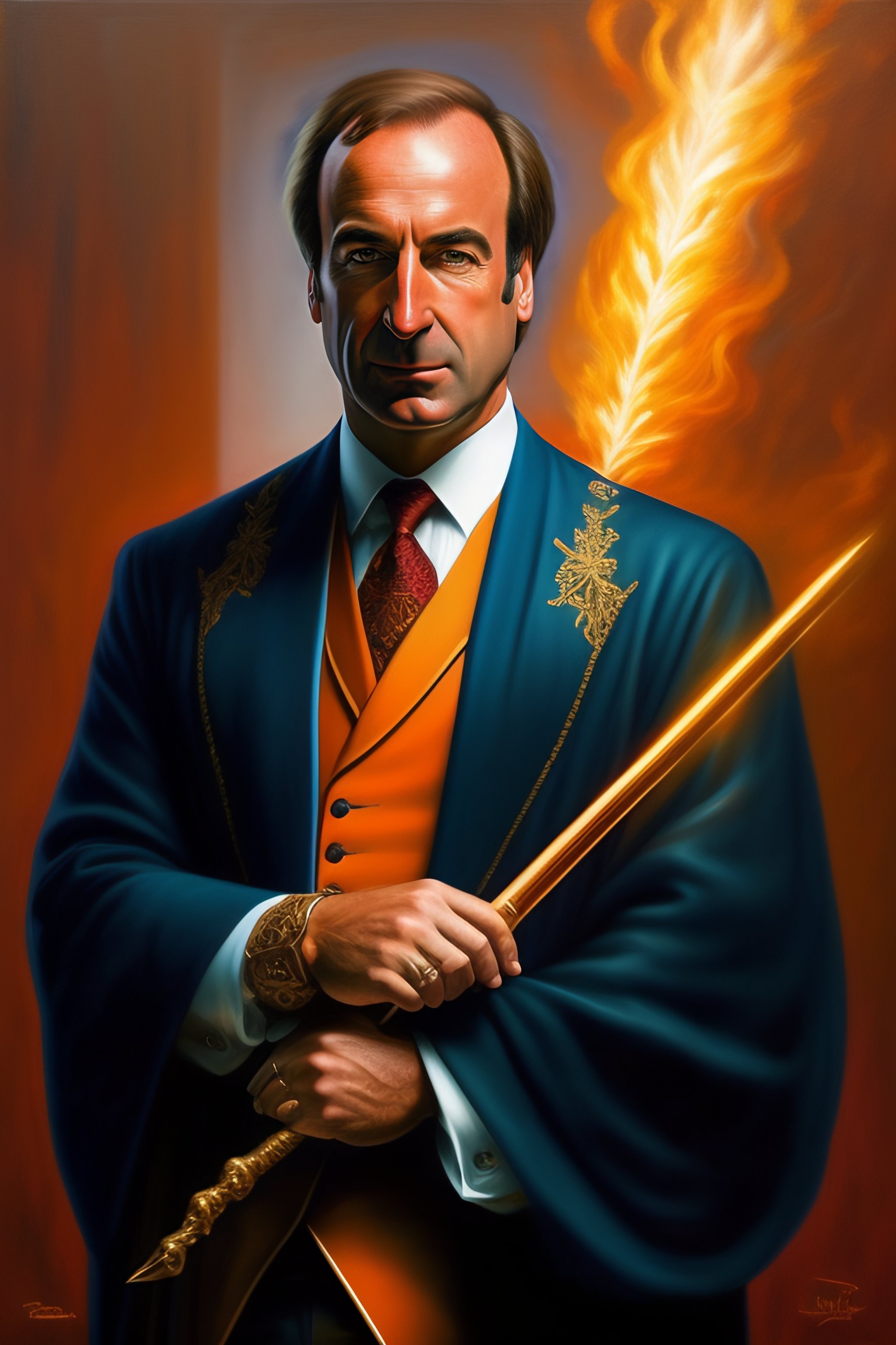 lexica-saul-goodman-wearing-wizard-robes-and-holding-a-wand-painting