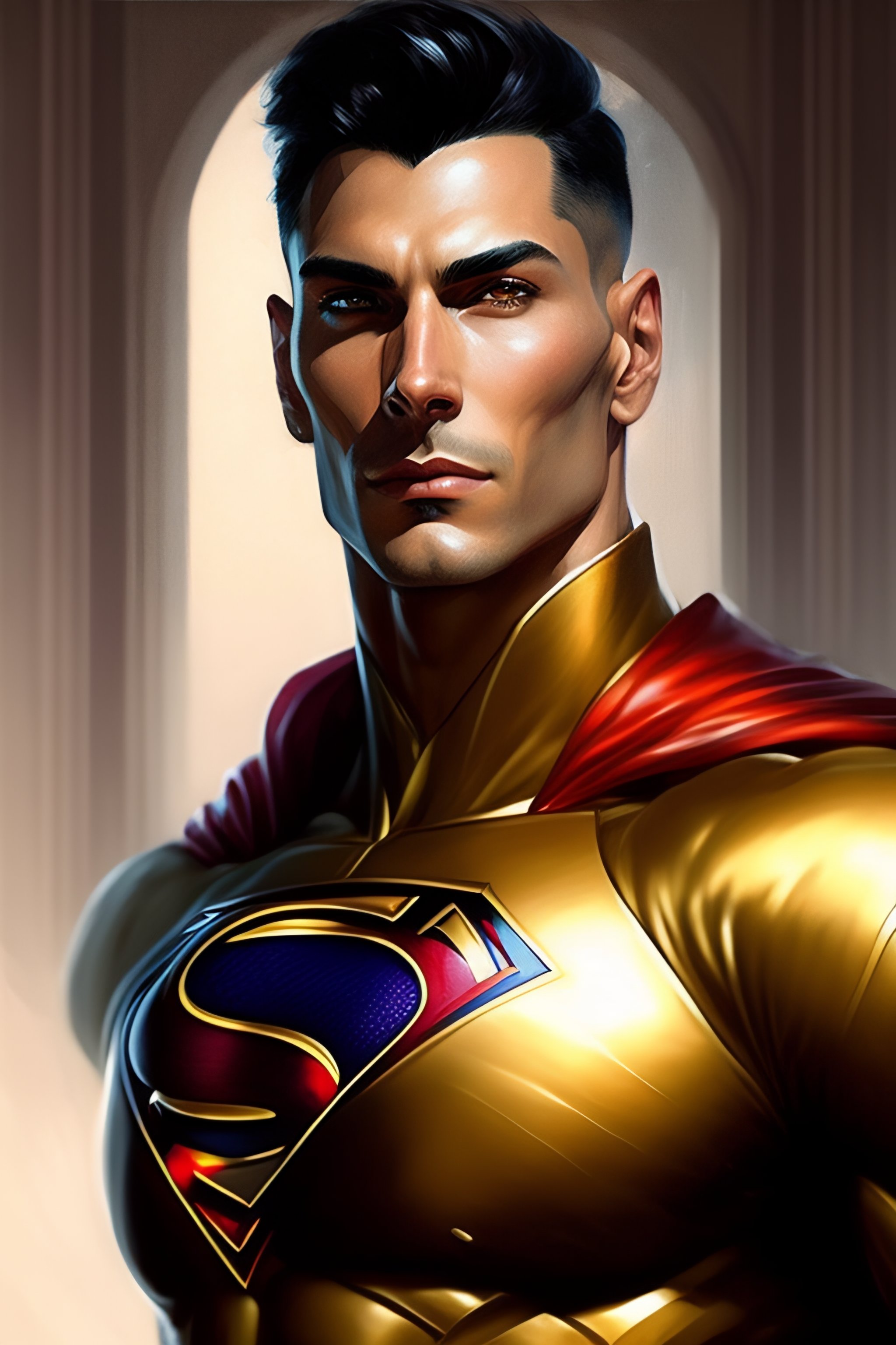 Lexica - Portrait of a super thin muscular superman, epic, tragic ...