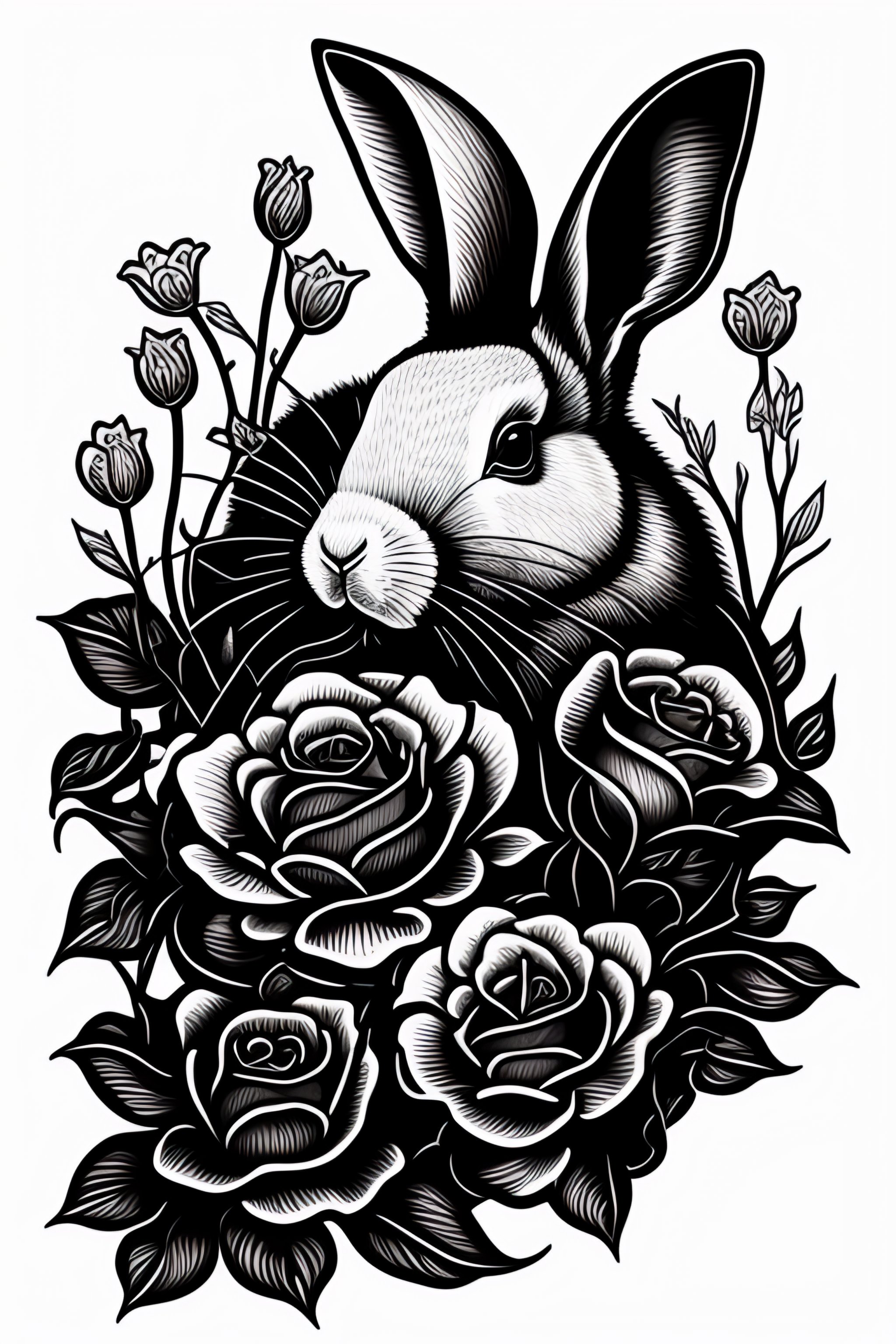 White Rabbit Outline Tattoo