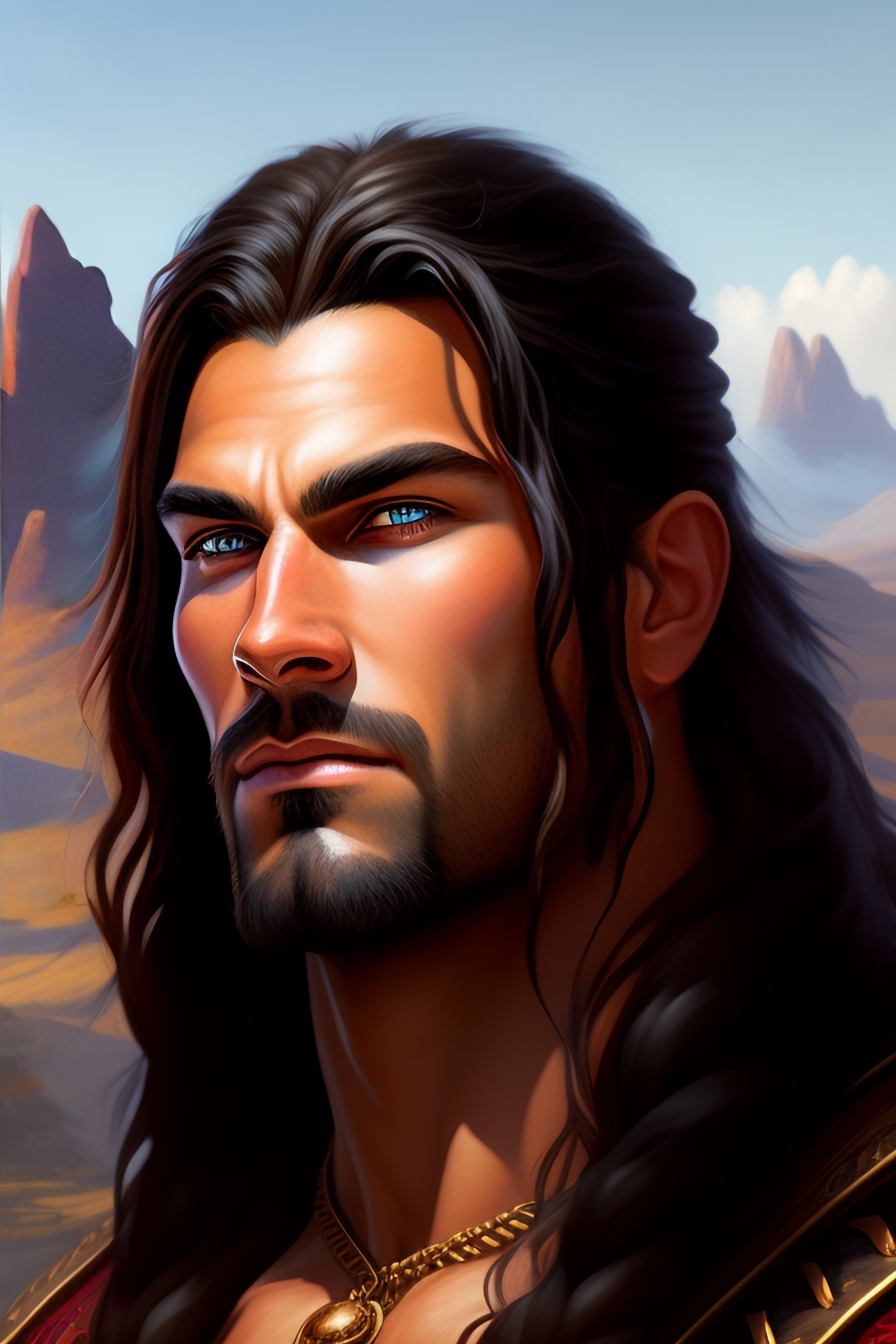 Lexica - A _ fantasy _ style _ portrait _ painting _ of barbarian, no ...