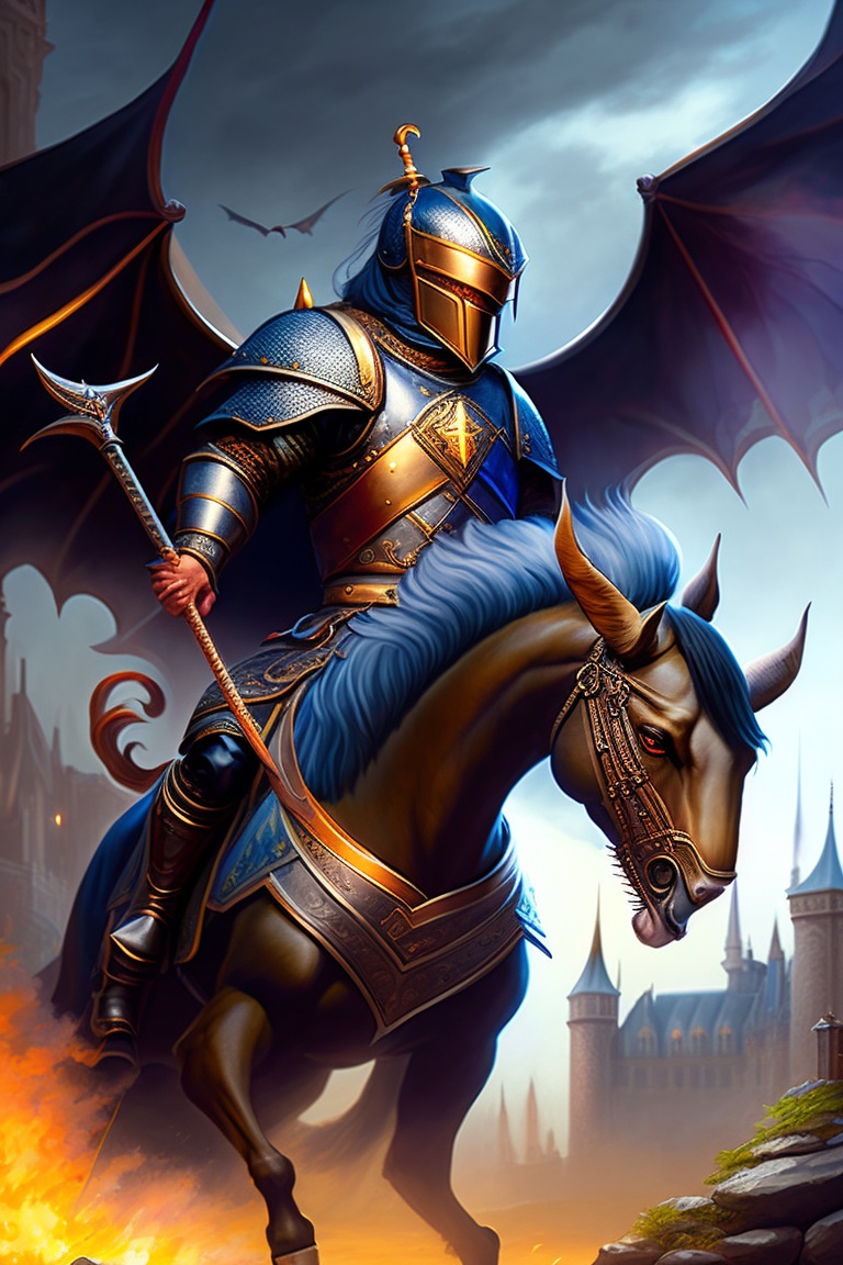 Lexica - A dark fantasy illustration of a magnificent knight fighting a ...