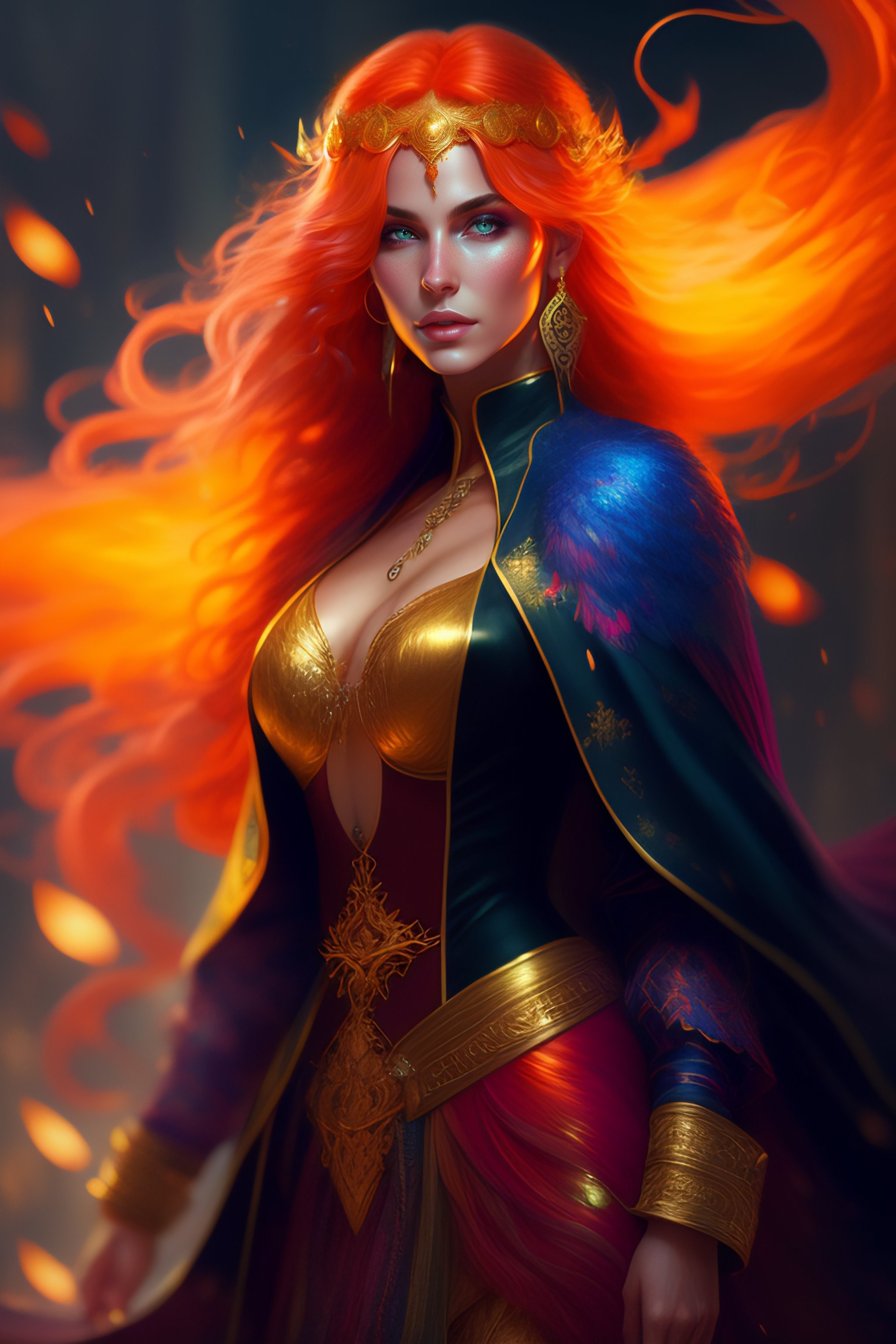 Lexica - Sexy witch with magical aura, colorful, golden hair, lowing ...