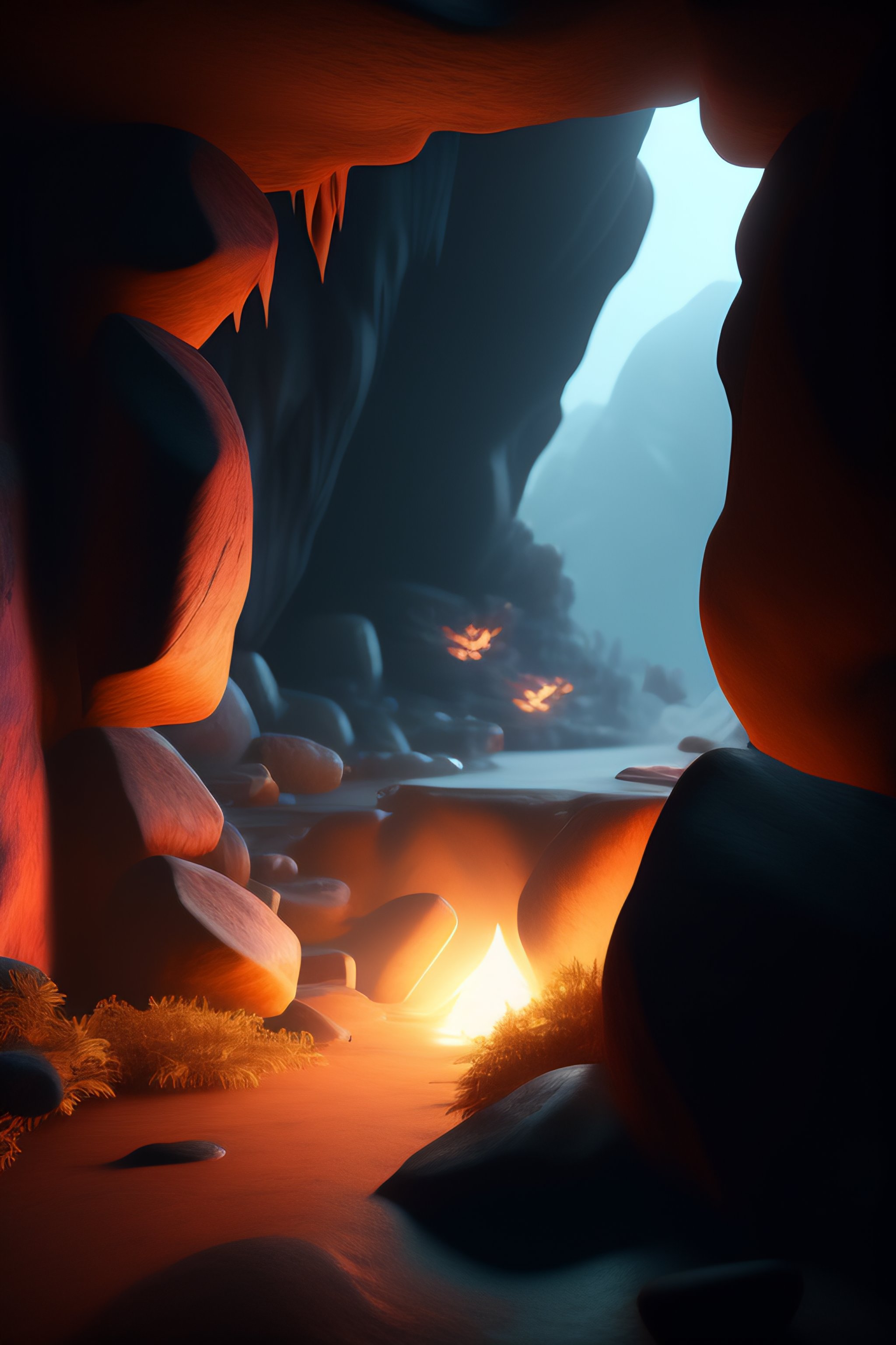 Lexica - Cave, inside the cave spiders running , 4k , illumination ...