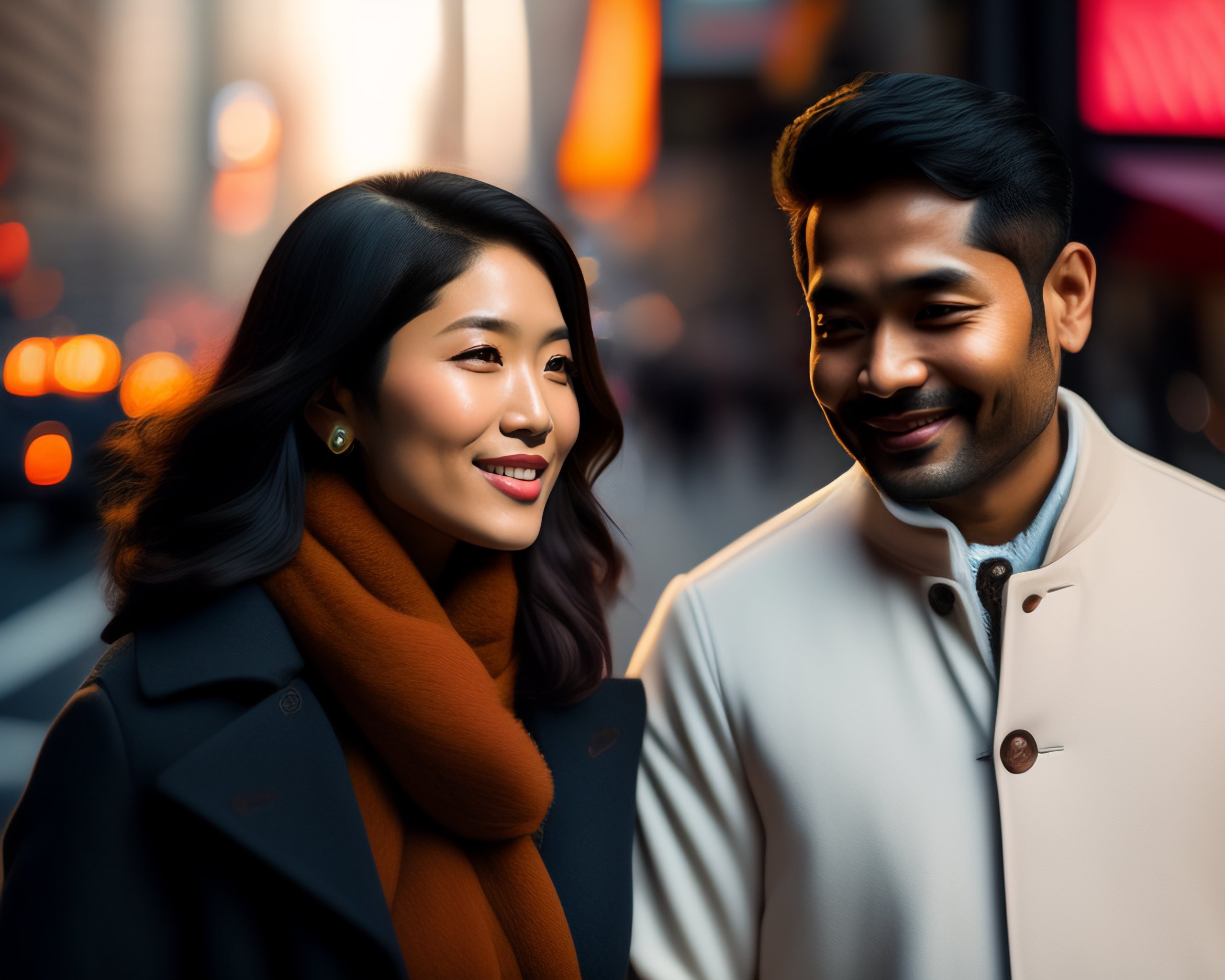 Lexica Light skinned 35 year old indian man and 35 year old korean