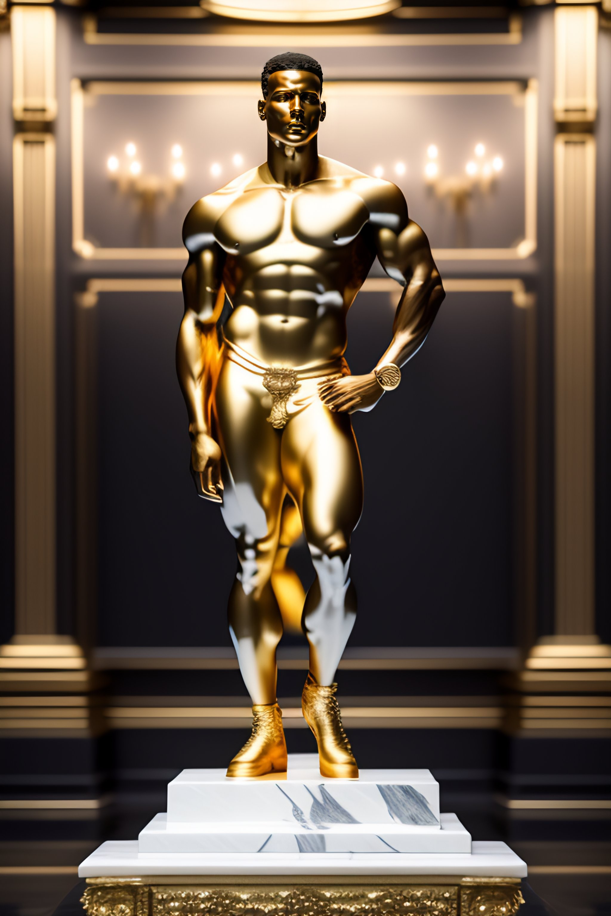 Lexica - A statue of a man made of marble with gold veins, dark skin ...