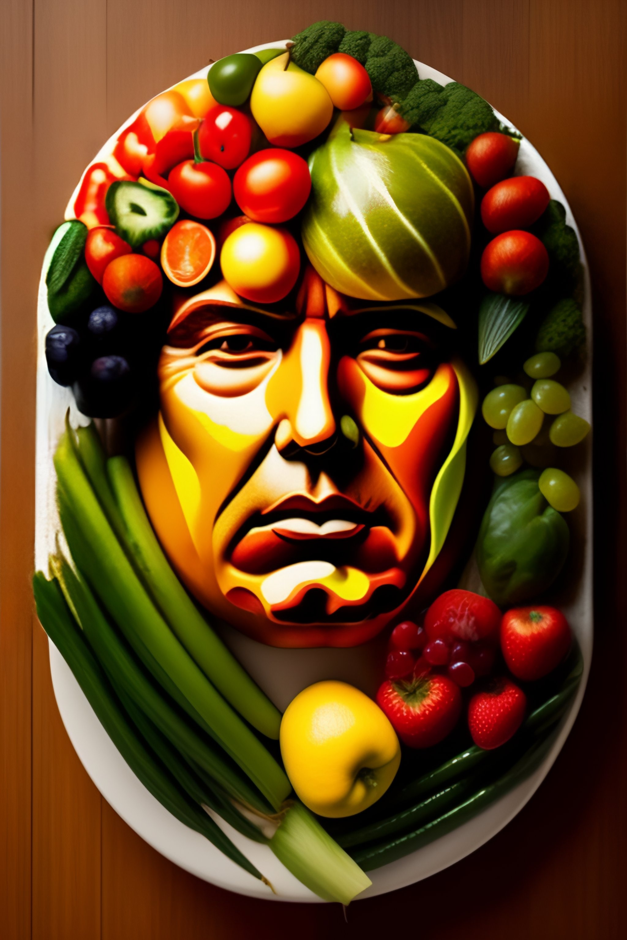 Lexica DONALD TRUMP made out of fruits and vegetables by giuseppe